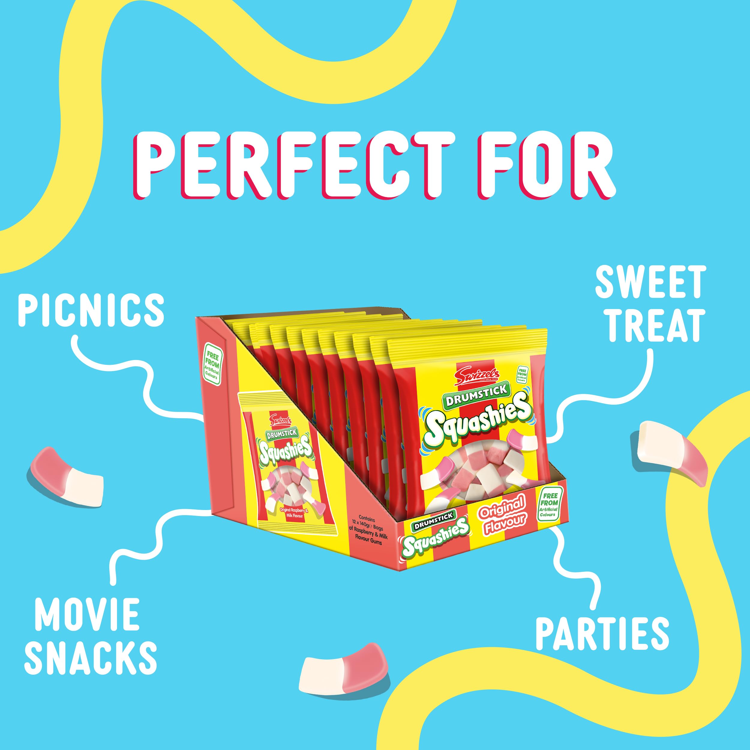 Swizzels Drumstick Squashies Original Sweets - Raspberry and Milk Flavour 12 x 140g 2