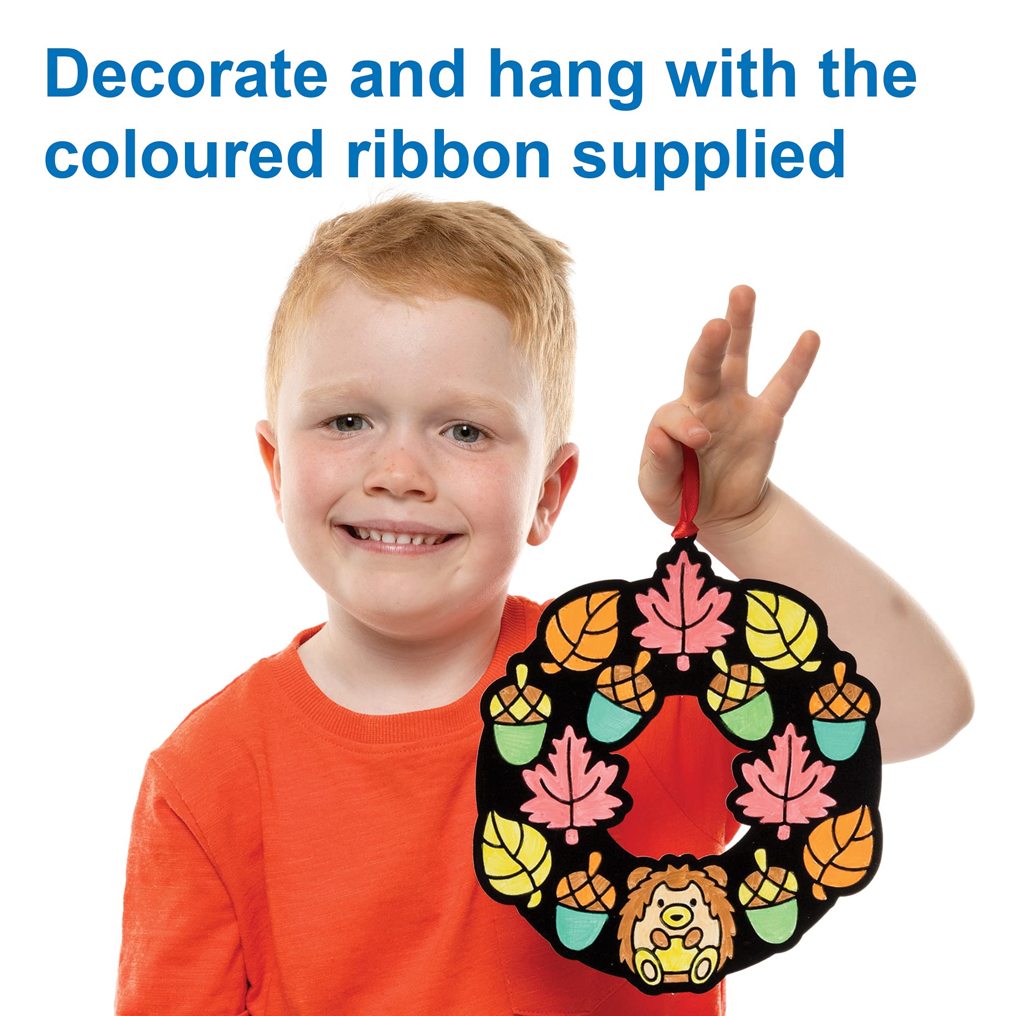 Baker Ross Autumn Colour-in Wreaths Craft Kit - Pack of 10, Creative Arts & Crafts Activity for Kids 2