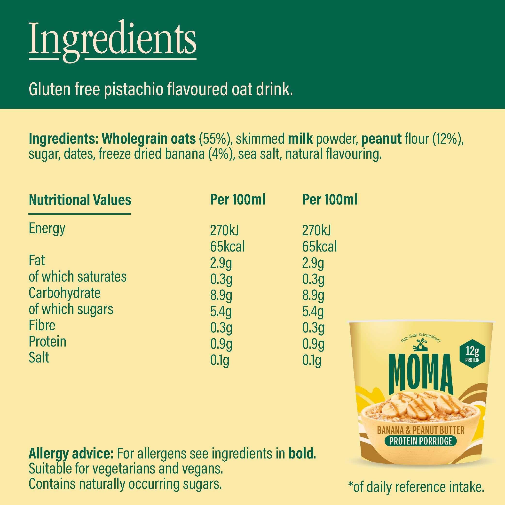 MOMA Banana & Peanut Butter Porridge Pot 65g