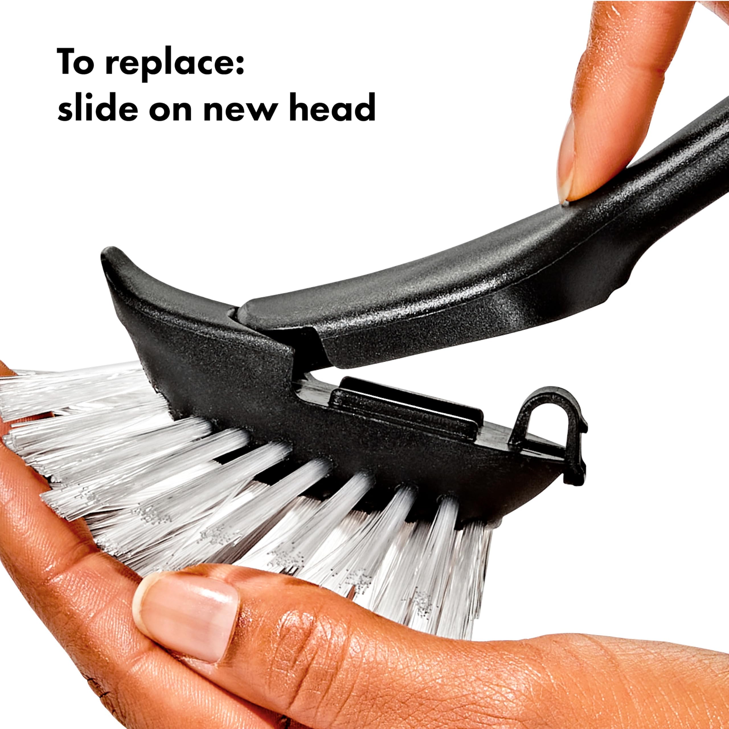 OXO Dish Brush with Stainless Steel Handle | Durable Nylon Bristles & Integrated Scraper | Replaceable Head 5