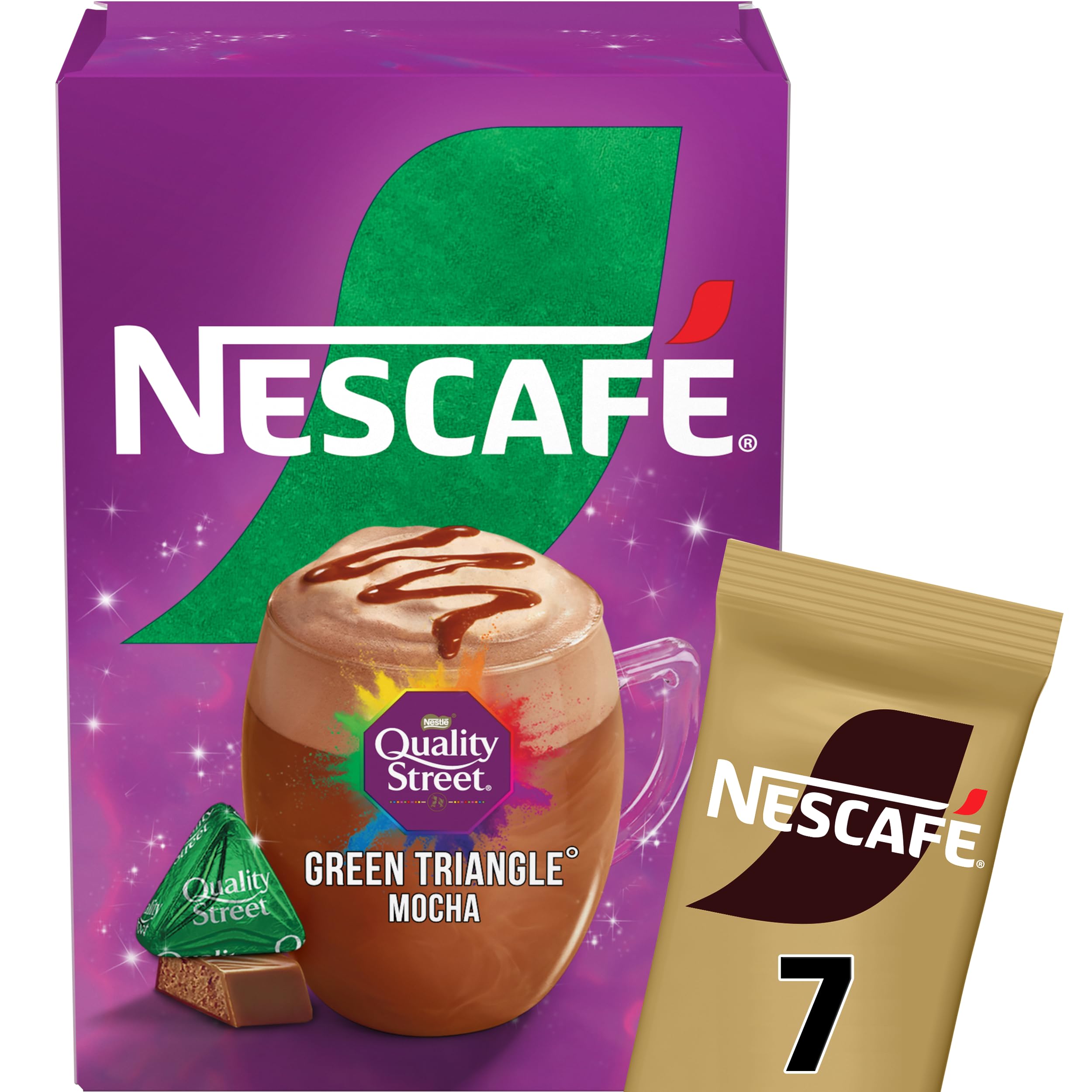 NESCAFÉ Green Triangle Quality Street Mocha 7 x 19g Sachets (133g) Instant Coffee Drink 1