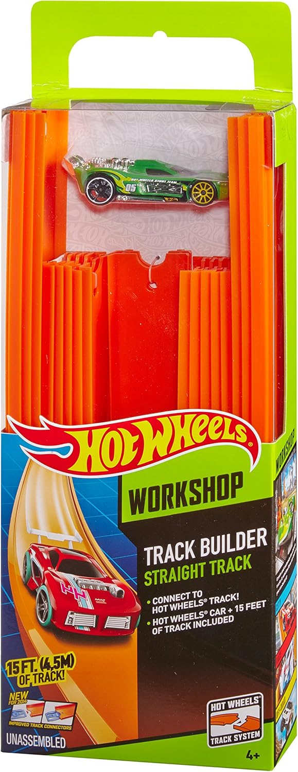 Hot Wheels BHT77 Straight Track Builder with Diecast Car Toy Playset - Ages 4+ 7