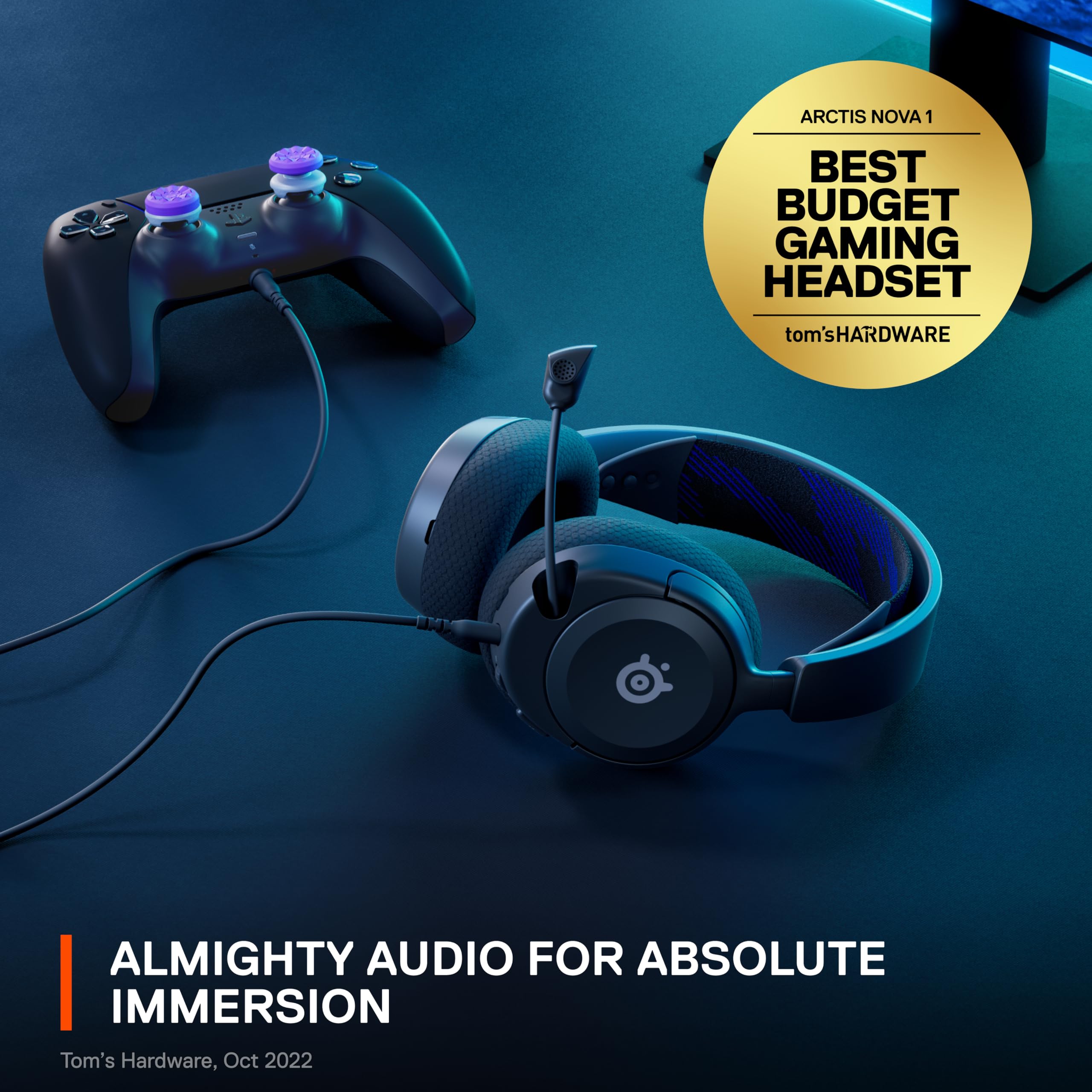 SteelSeries Arctis Nova 1P Gaming Headset - Hi-Fi Driver | Multi-Platform Support | Noise-Cancelling Mic 3