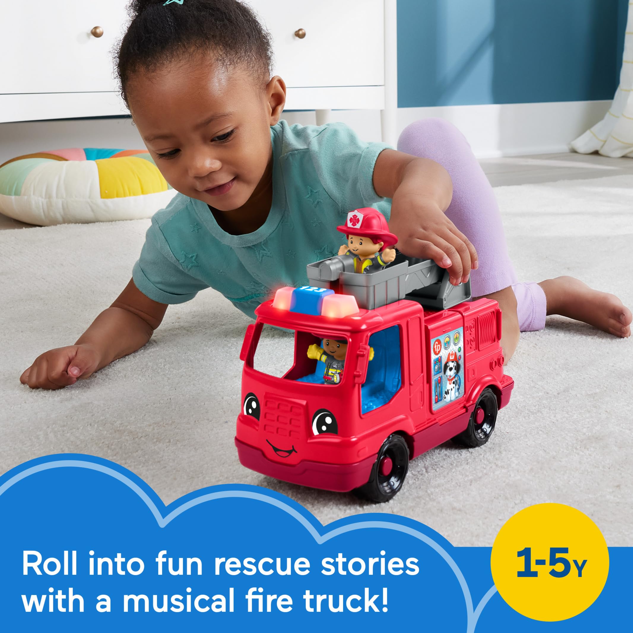 Fisher-Price Little People Fire Truck - Musical Push-Along Toy with Lights & Sounds 6