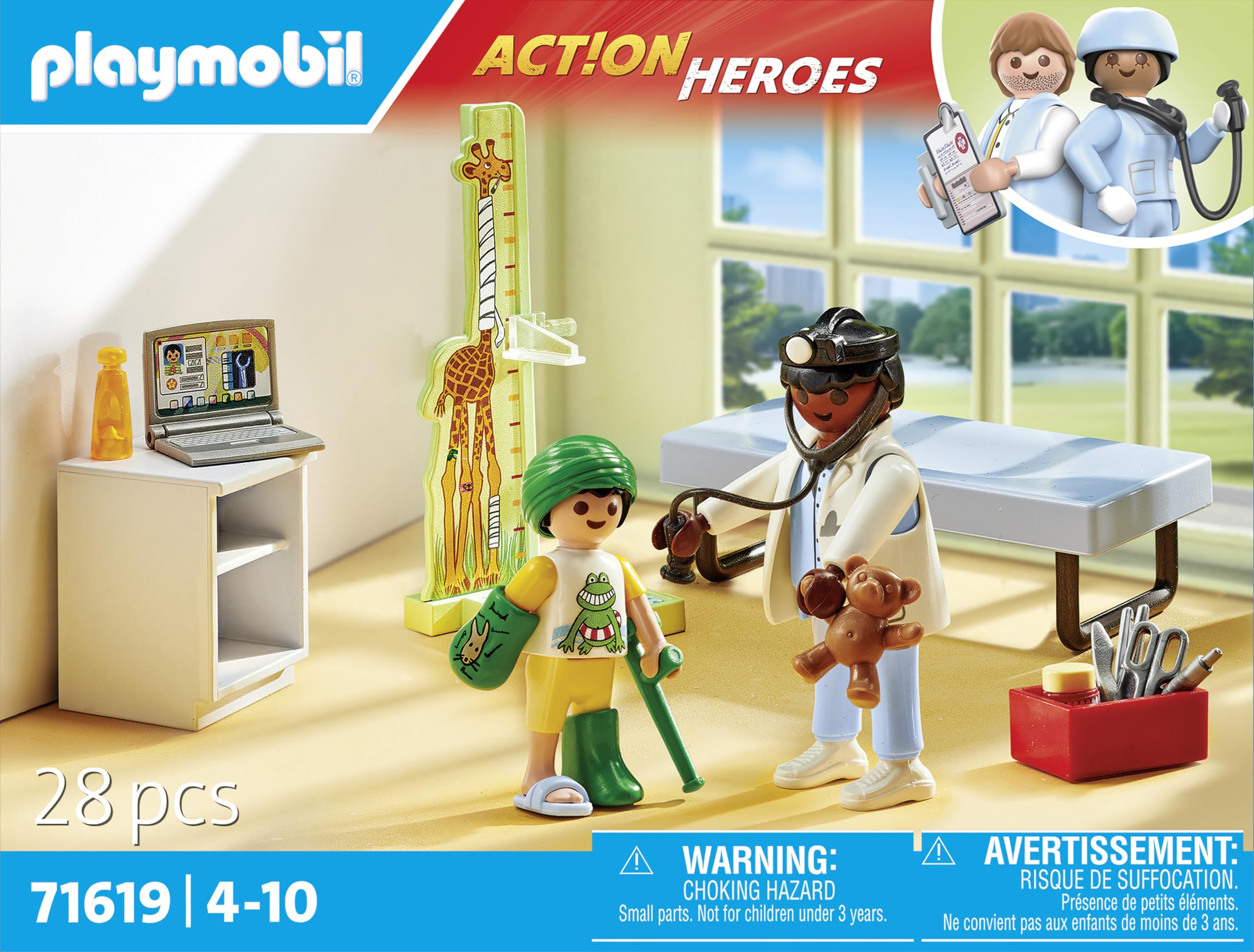 Playmobil 71619 Action Heroes Pediatrician Playset - Medical Role Play for Kids 4+ 4