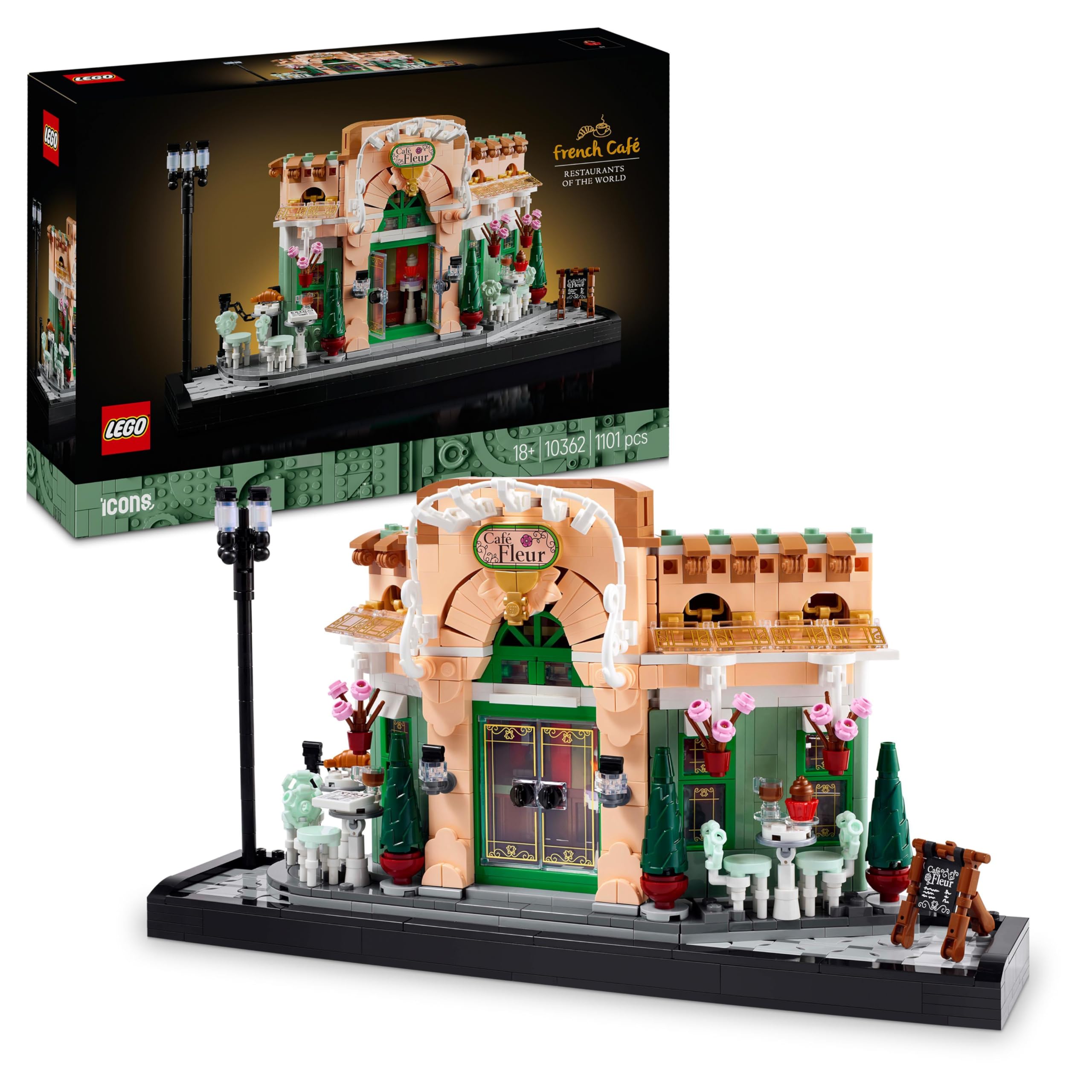 LEGO Icons French Café Building Set - 1101-Piece Adult Model with Facade & Flowerpots