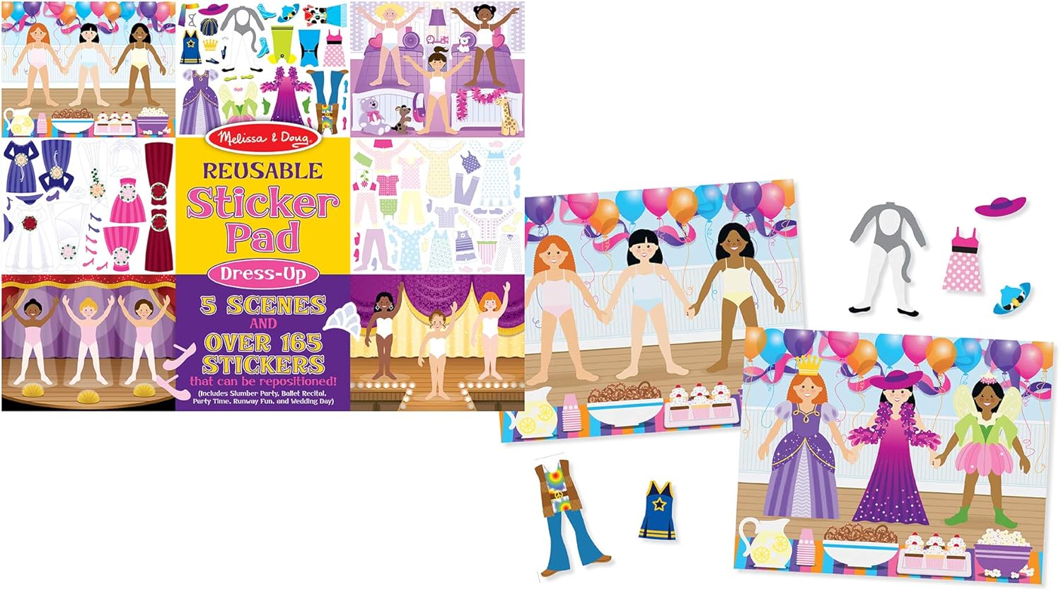 Melissa & Doug Reusable Sticker Pad - Dress-Up | 165+ Cling Stickers & 5 Backgrounds | Ages 3-8 6