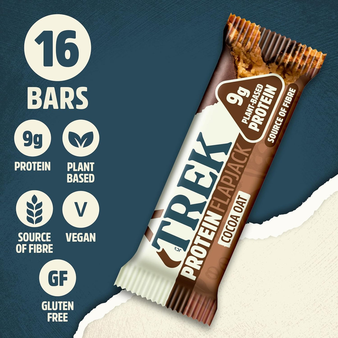 TREK High Protein Flapjack Variety Pack - Gluten Free - Plant Based - Vegan - 800g