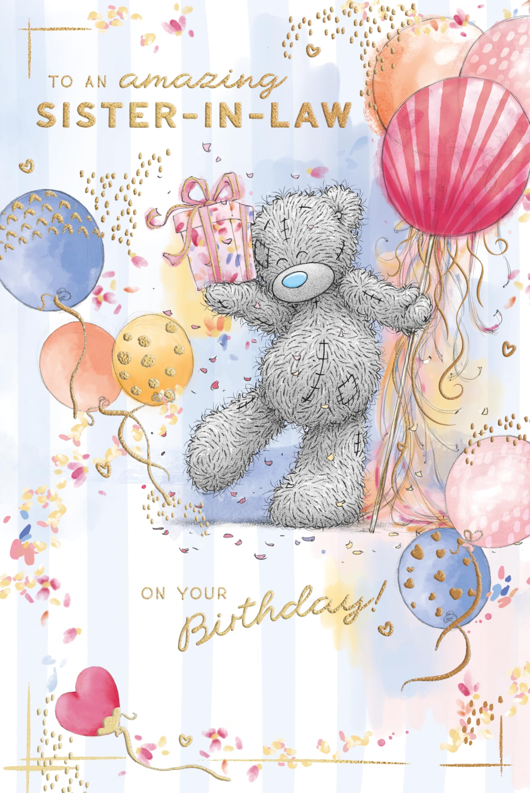 Me To You Tatty Teddy Amazing Sister-In-Law Luxury Gold Foil Birthday Card | 6 x 9 inches