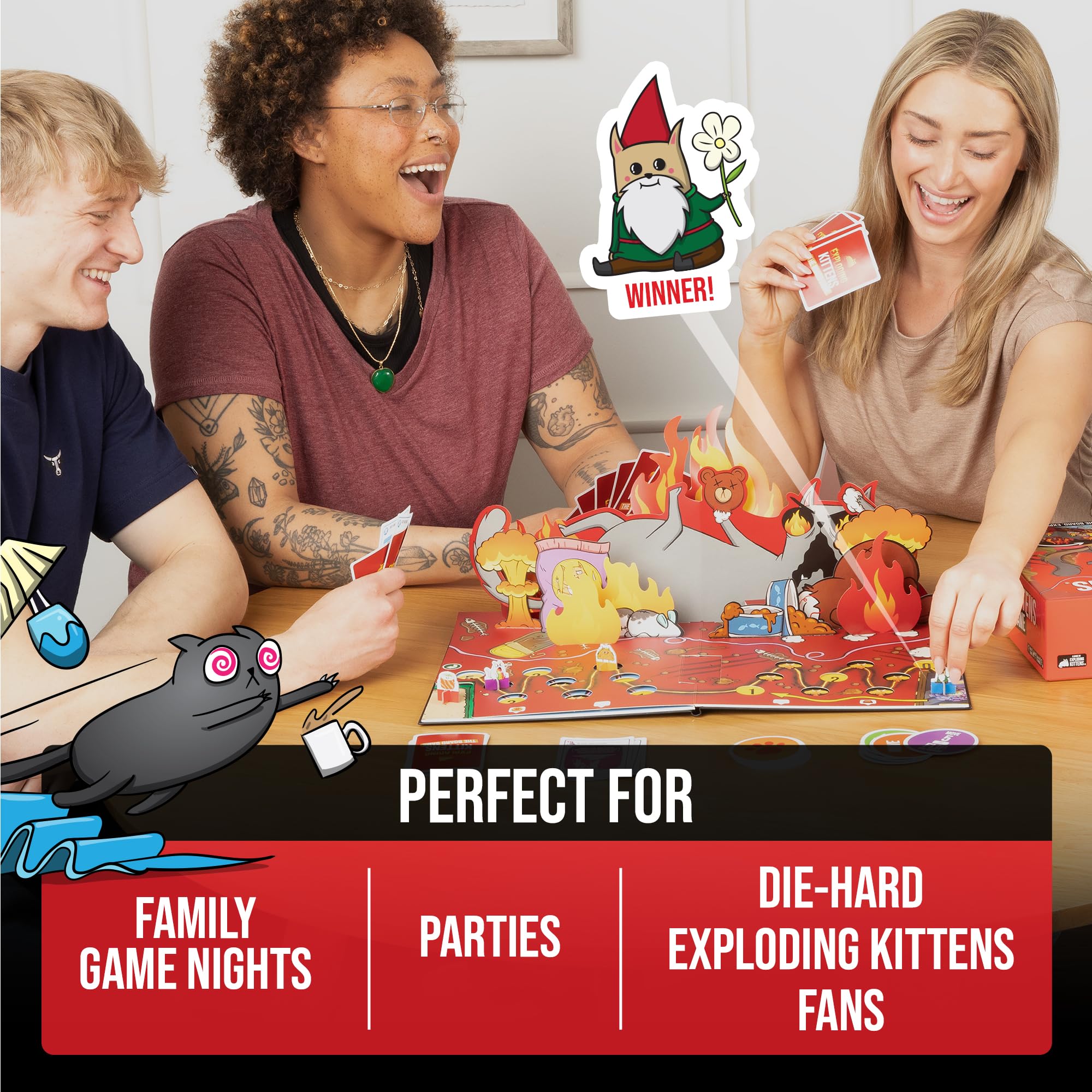 Exploding Kittens Anniversary Edition Board Game - Pop-Up Board | 2-6 Players Ages 7+ 6