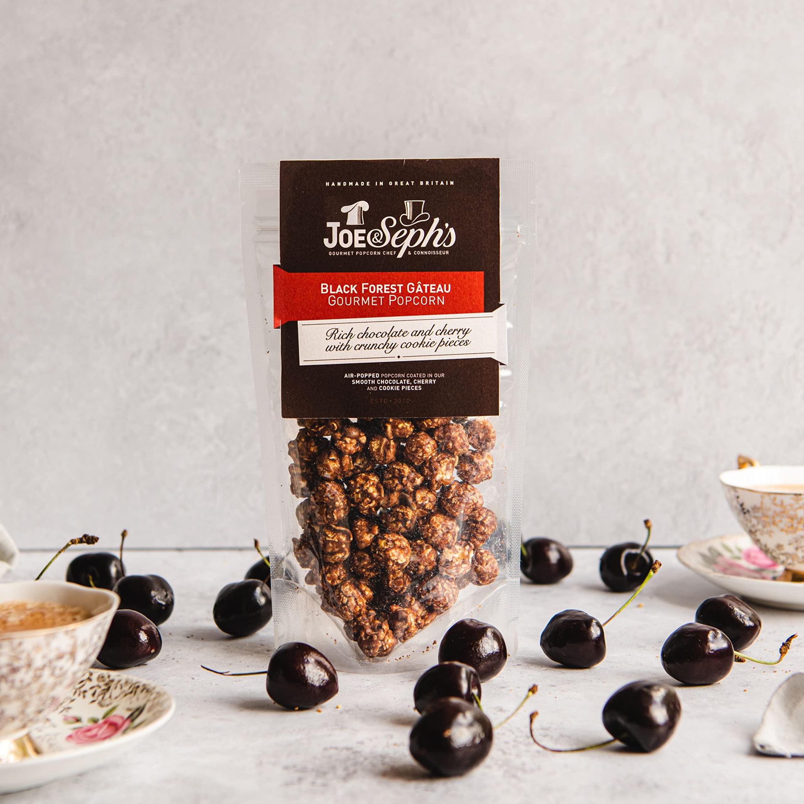 Joe & Seph's Black Forest Gâteau Gourmet Popcorn, 70g - Handmade Air-Popped Snack with Belgian Chocolate & Cherry 13