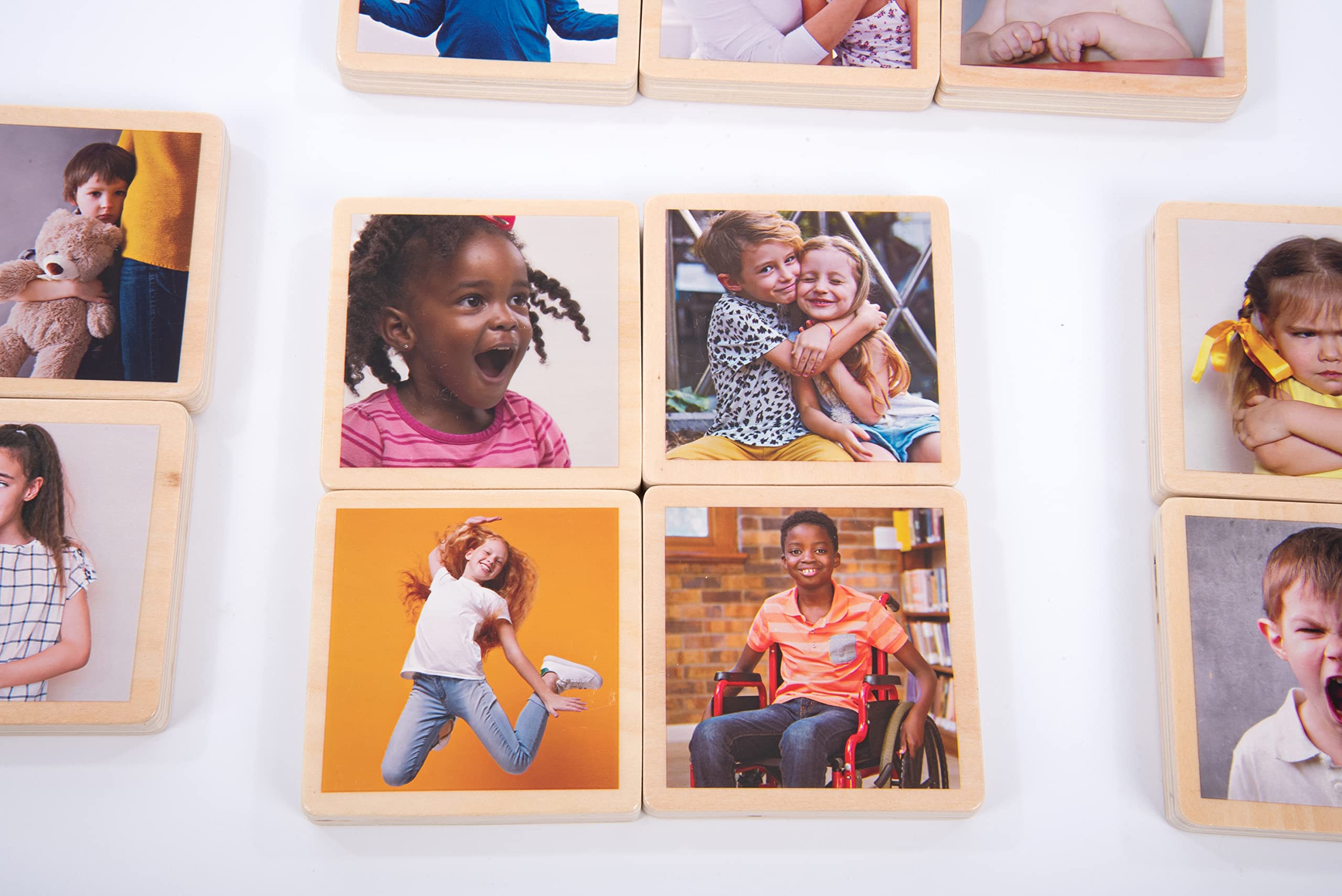 tickit My Emotions Wooden Tiles - 18 Photo Emotion Tiles for Language & Social Skills | Ages 0+ 2