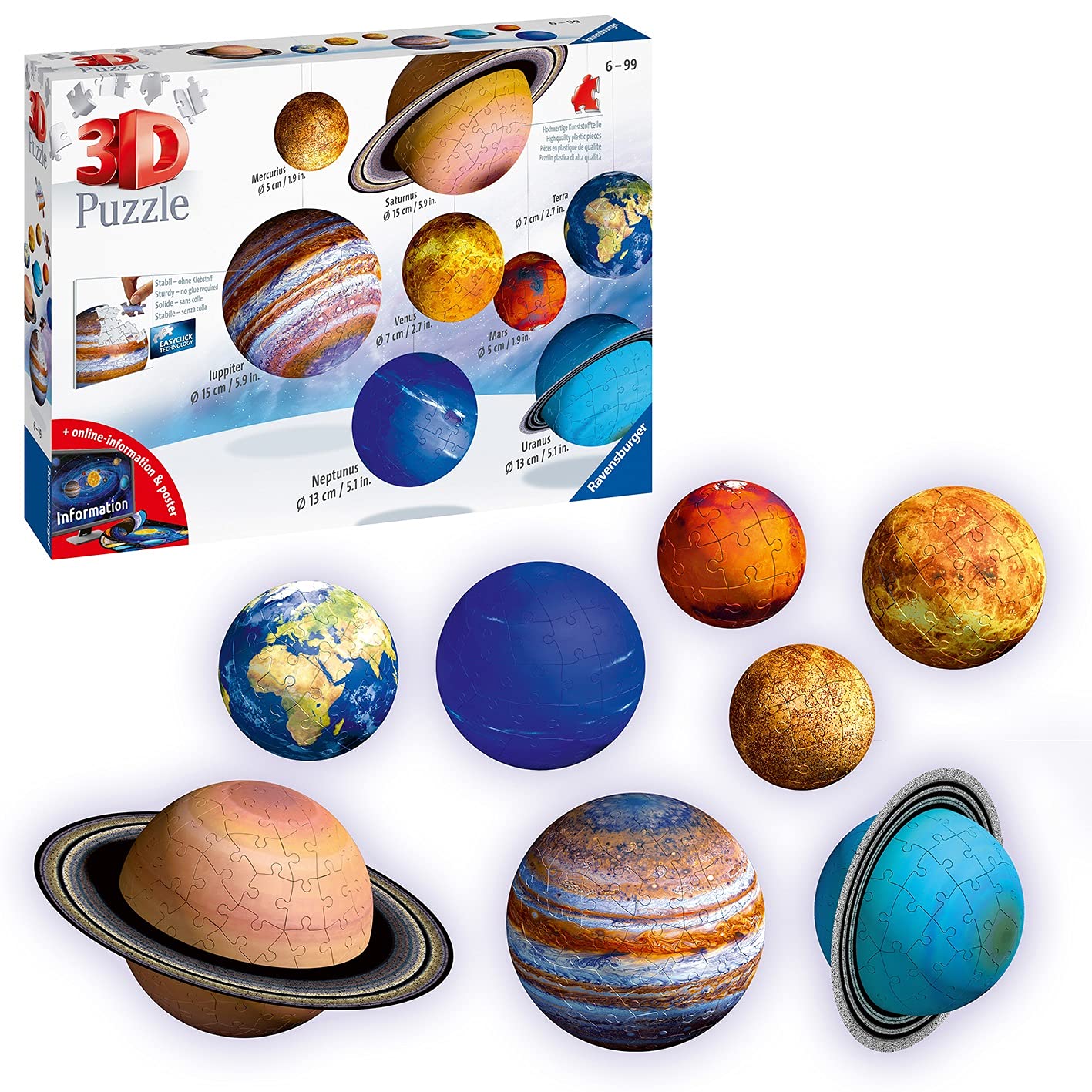 Ravensburger Planetary Solar System 3D Puzzle Set - 522pc Educational Toy for Ages 7+ 1