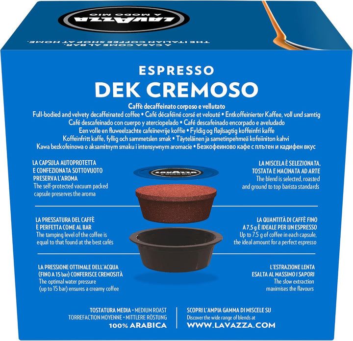Lavazza - A Modo Mio Dek Cremoso Decaffeinated Coffee Capsules, 16-Count, 120 g