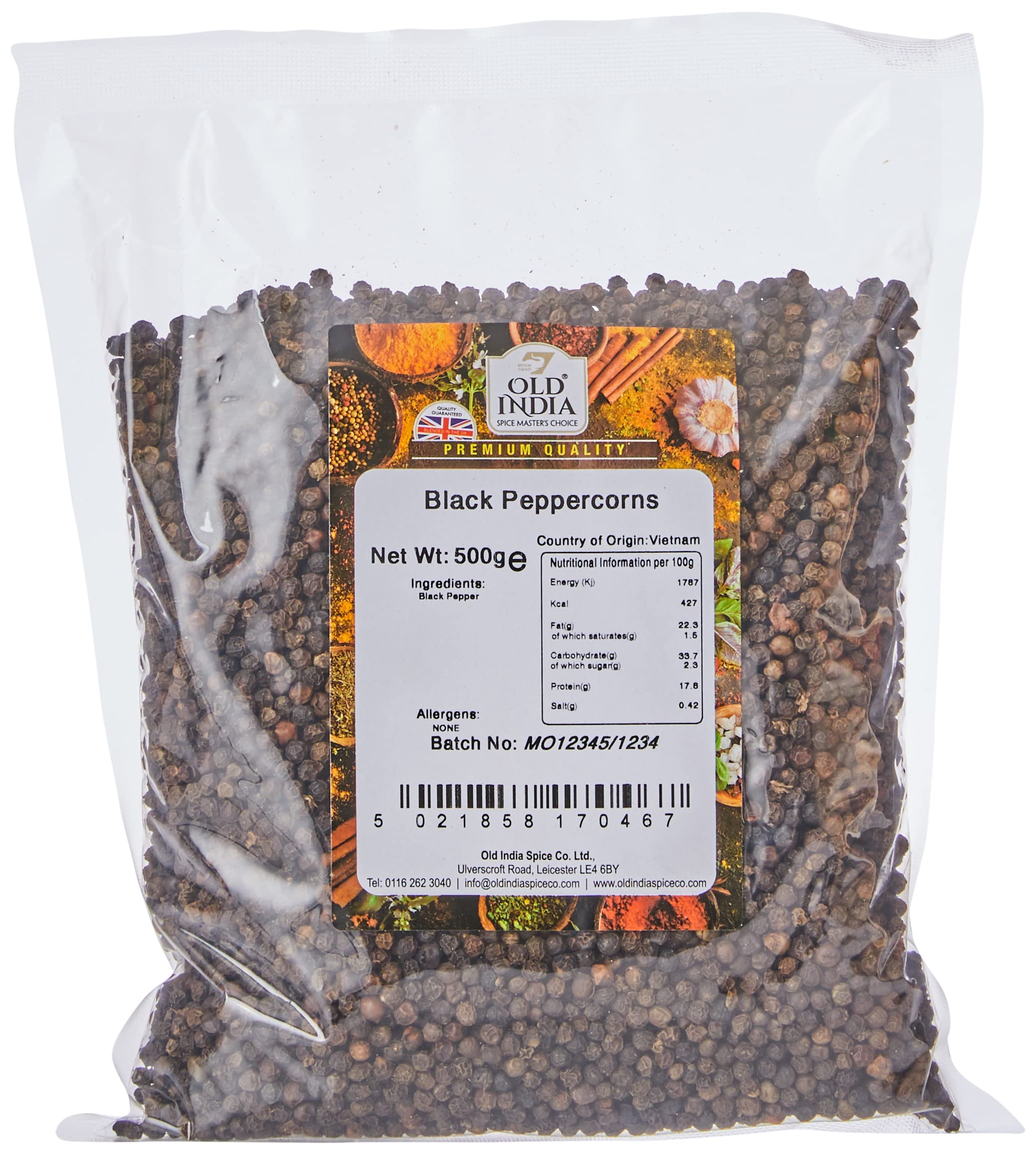 Old India Whole Black Peppercorns - 100% Natural | 500g Bag | 2 Year Shelf Life 1