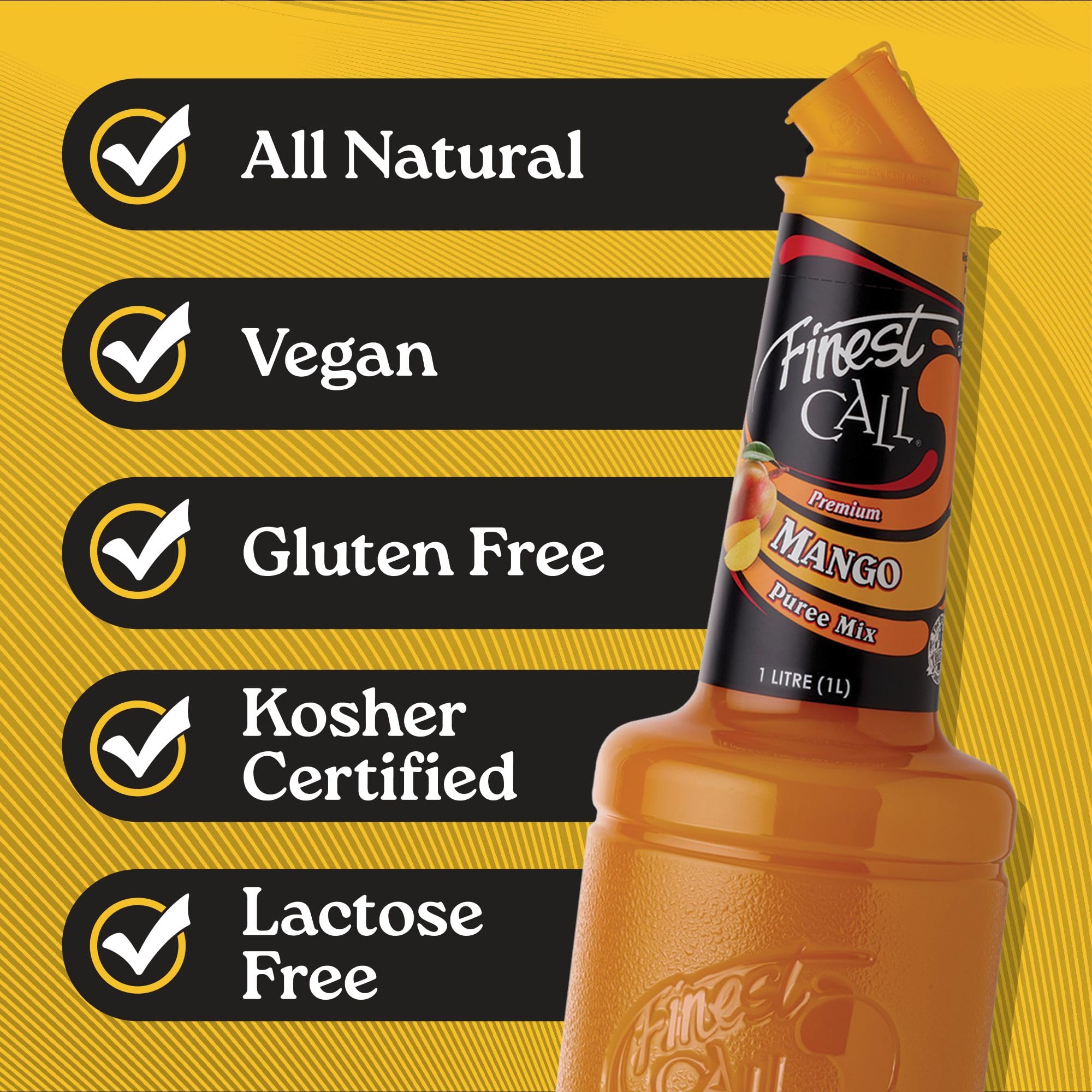 Finest Call Mango Puree - Made from Alphonso Mangoes | 1 Litre Bottle | Cocktail Ingredient 3