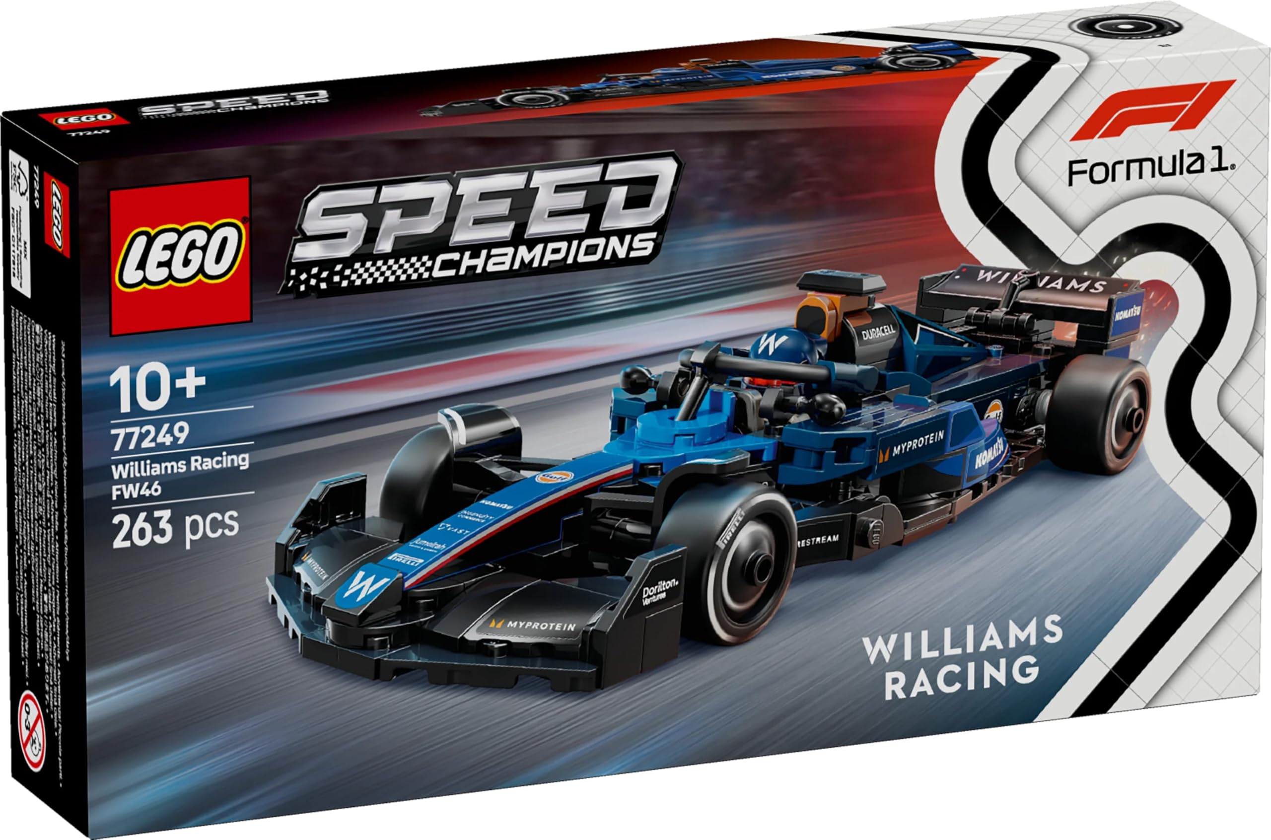 LEGO Speed Champions Williams Racing FW46 F1 Race Car Toy with Driver Minifigure - Building Set for 10+ 24