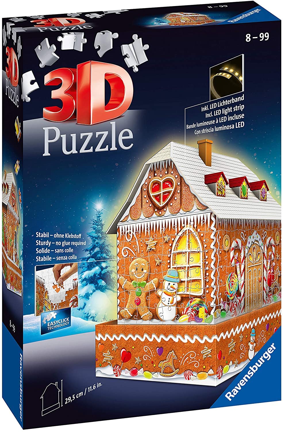 Ravensburger 3D Puzzle - Christmas Gingerbread House Light-Up 216-Piece Set 7