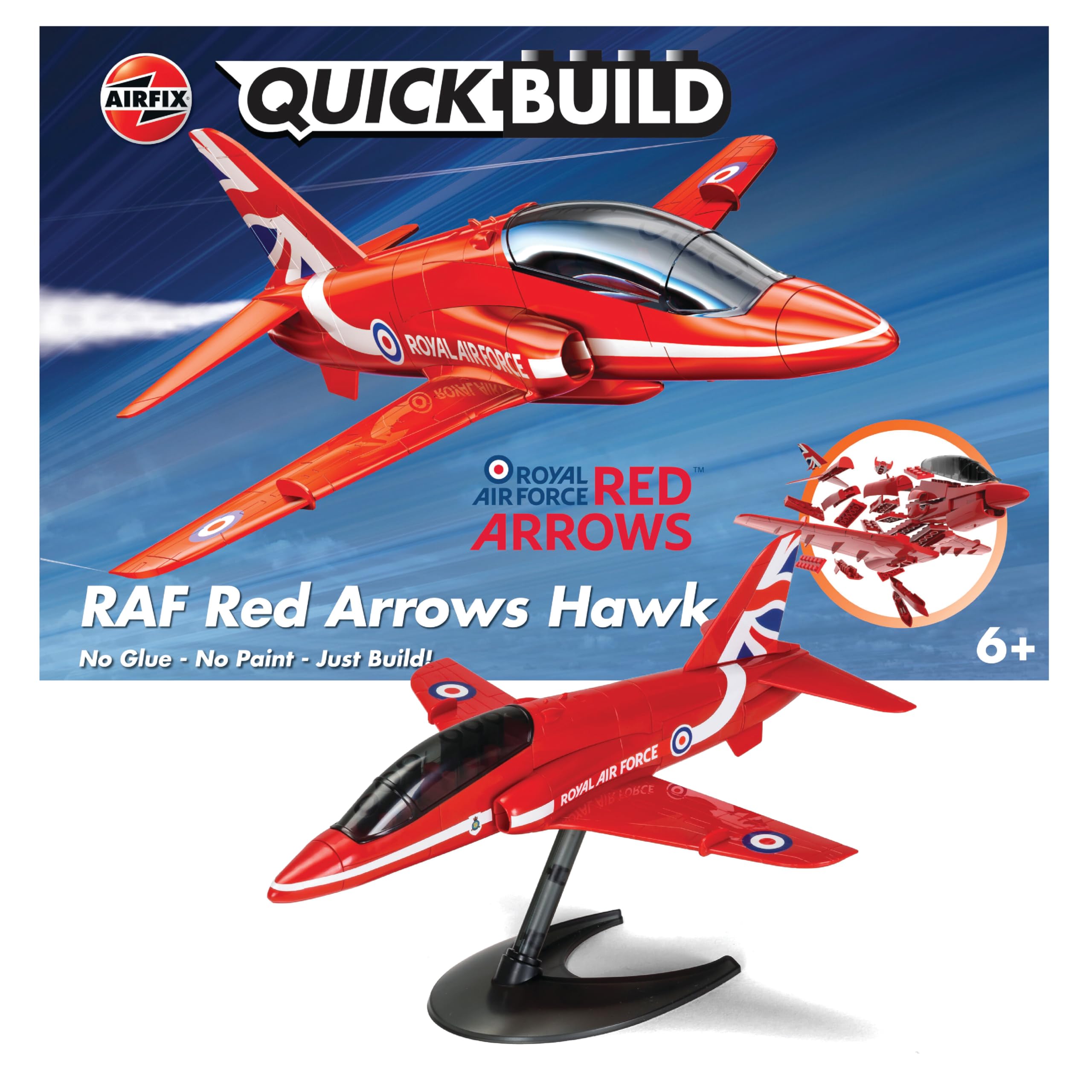 Airfix QUICKBUILD Red Arrows Hawk Modellbausatz J6018 – Zusammensteckbares Flugzeugmodell für Kinder ab 6 Jahren