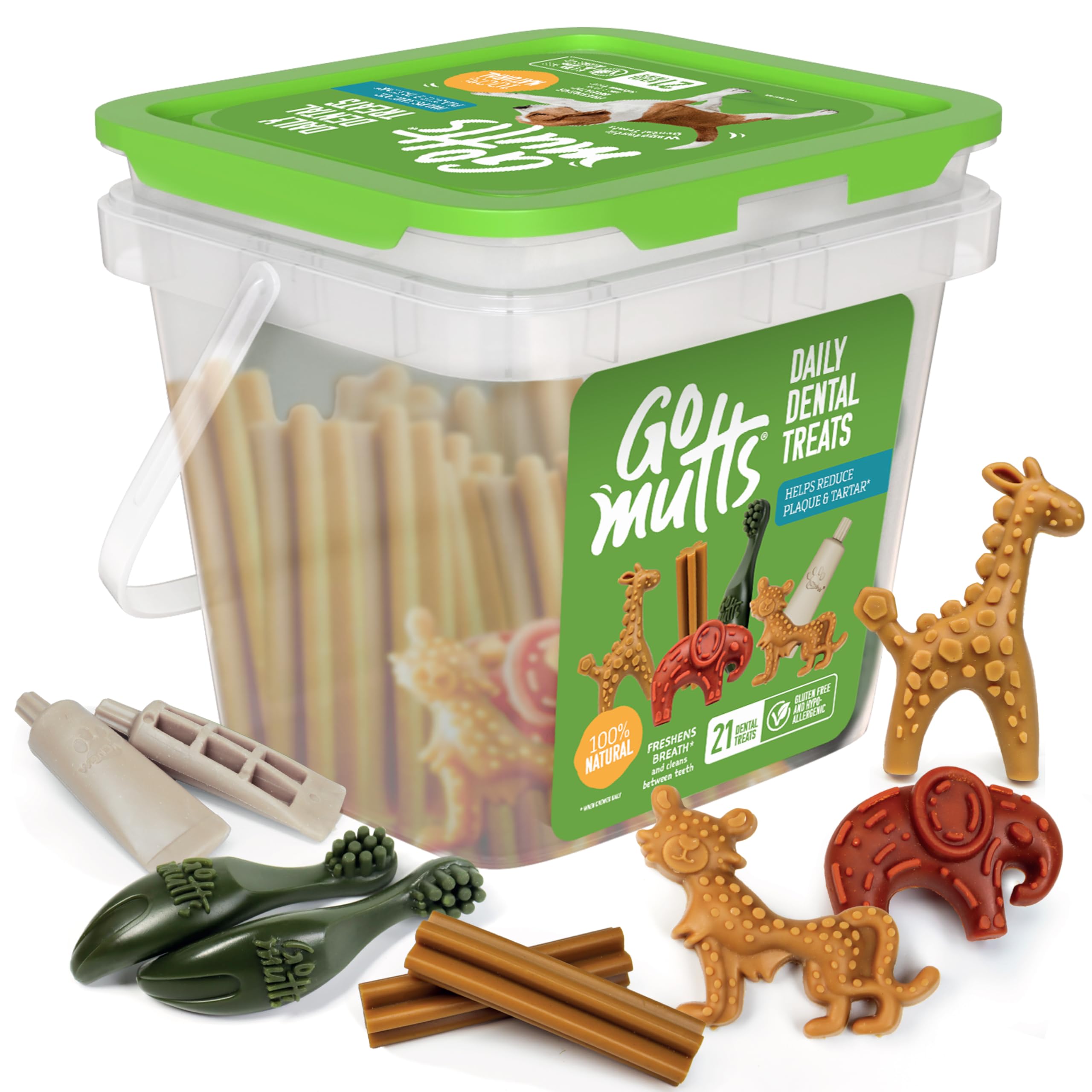 Go Mutts Natural Grain Free Dental Sticks for Medium Breeds | 21 Sticks | Plant Based