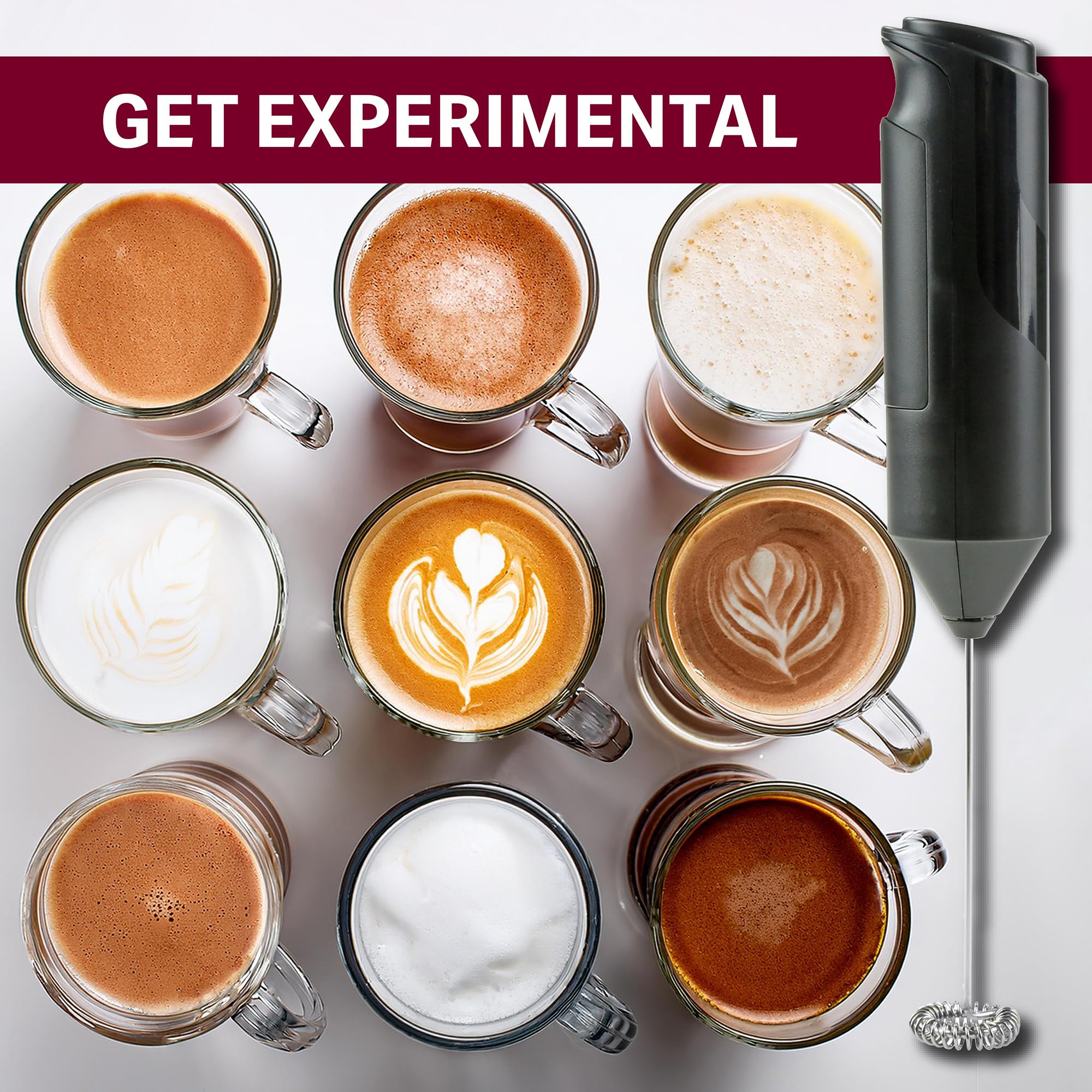 Kimm & Miller Costa Coffee Luxury Gift Set with Latte Glass & Battery-Powered Milk Frother 13