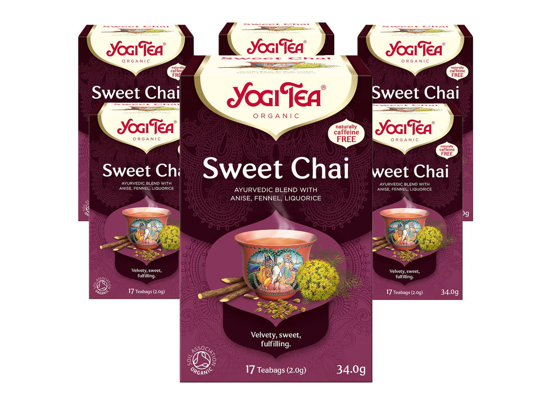 Yogi Tea - Sweet Chai Organic Herbal Tea, Caffeine Free, Blend of Anise, Fennel & Liquorice, 102 Tea Bags (6 x 17)