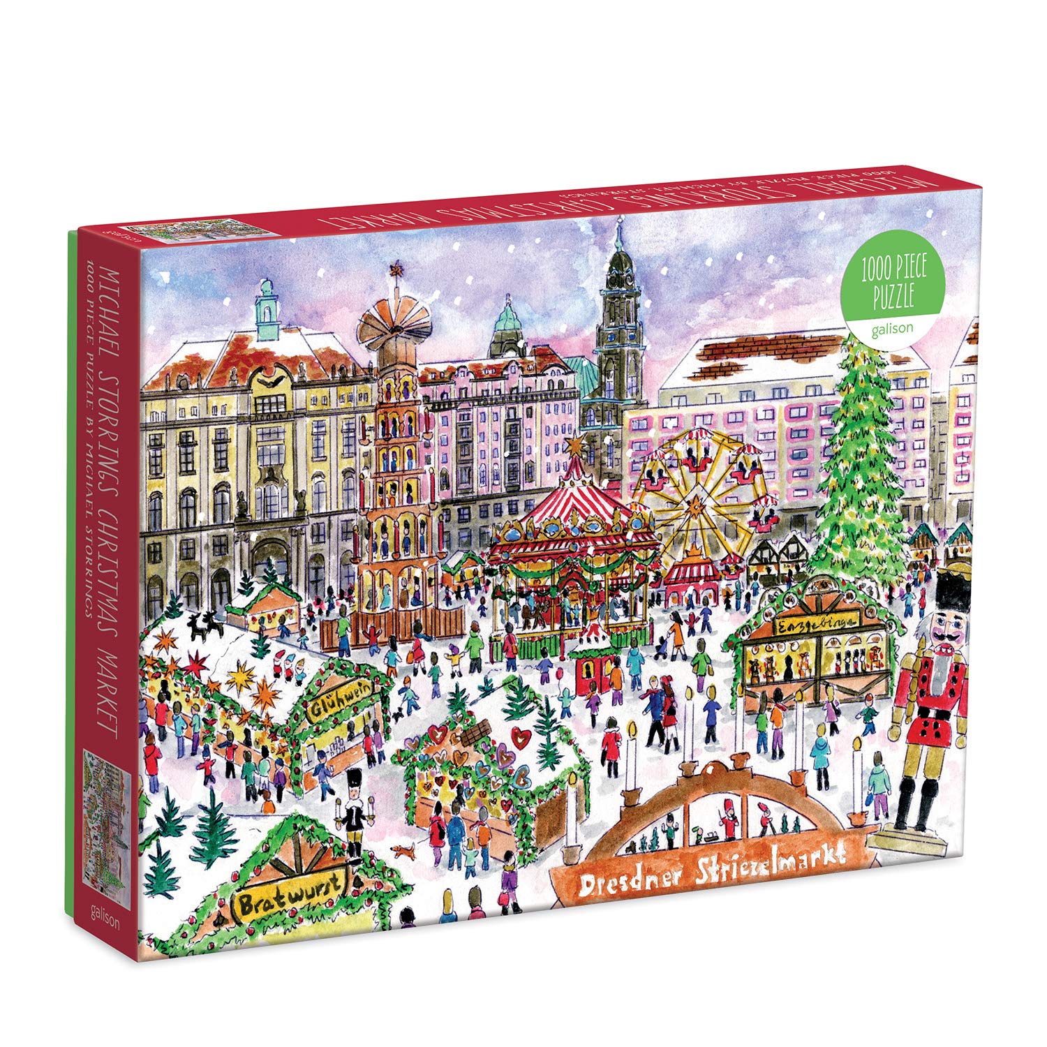 Galison Michael Storrings Christmas Market in Dresden 1000 Piece Jigsaw Puzzle | 20" x 27"