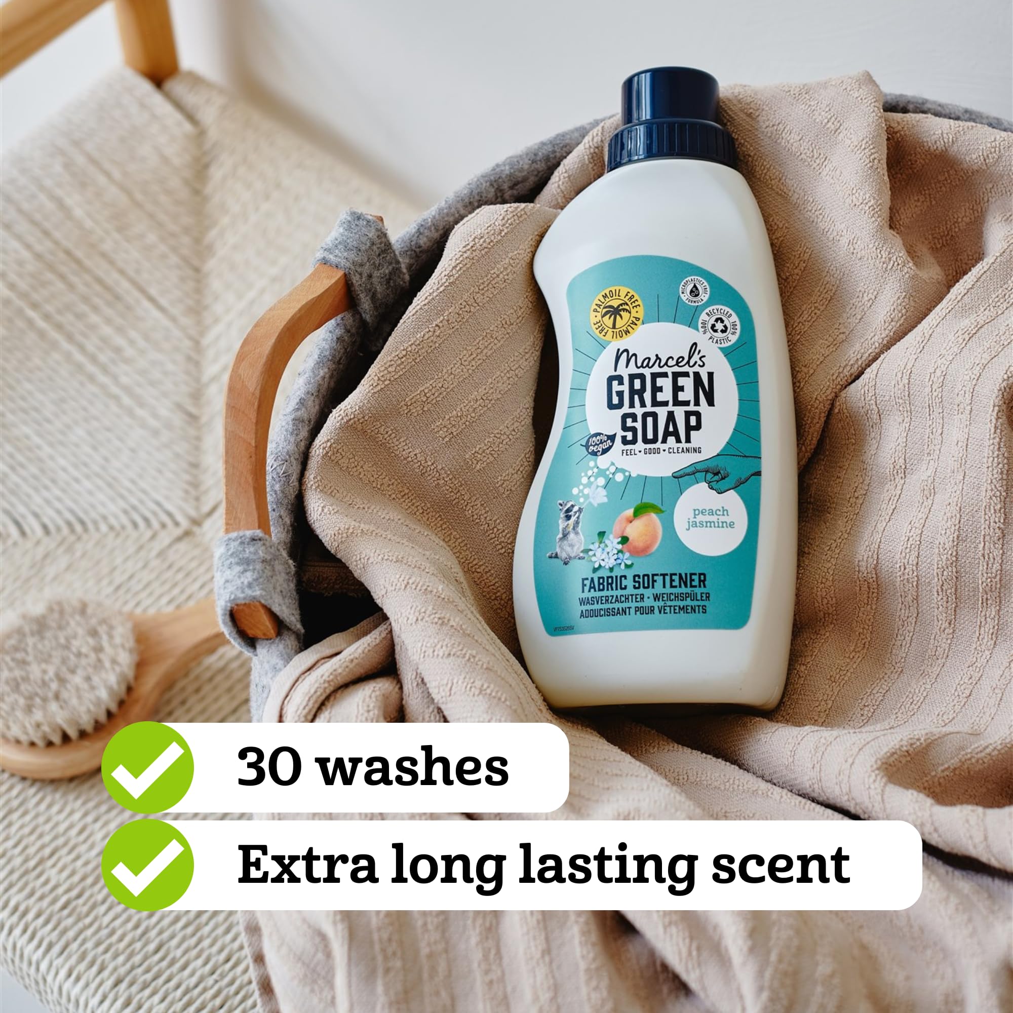 Marcel's Green Soap Fabric Softener Peach & Jasmine - 750 ml | Vegan | 30 Washes