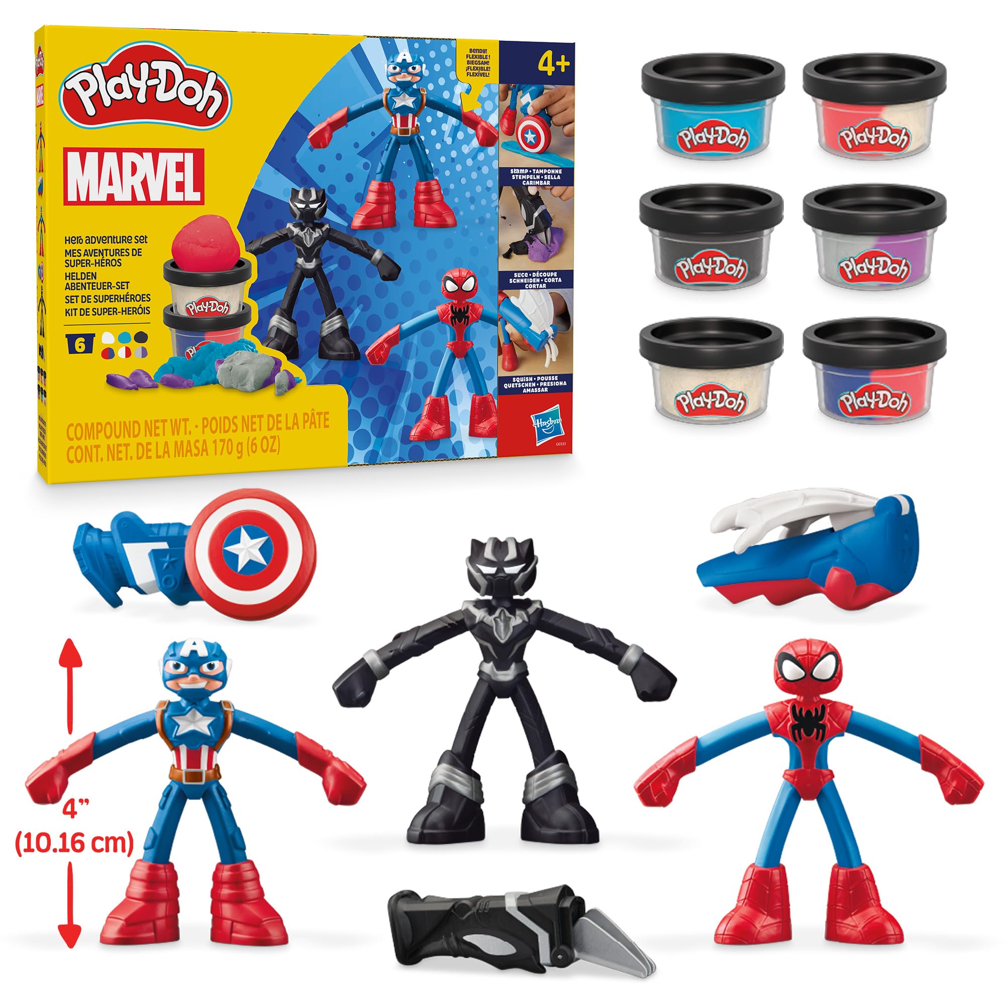Play-Doh Marvel Hero Adventure Playset with 3 Figures & 6 Compound Cans | Ages 4+ 1