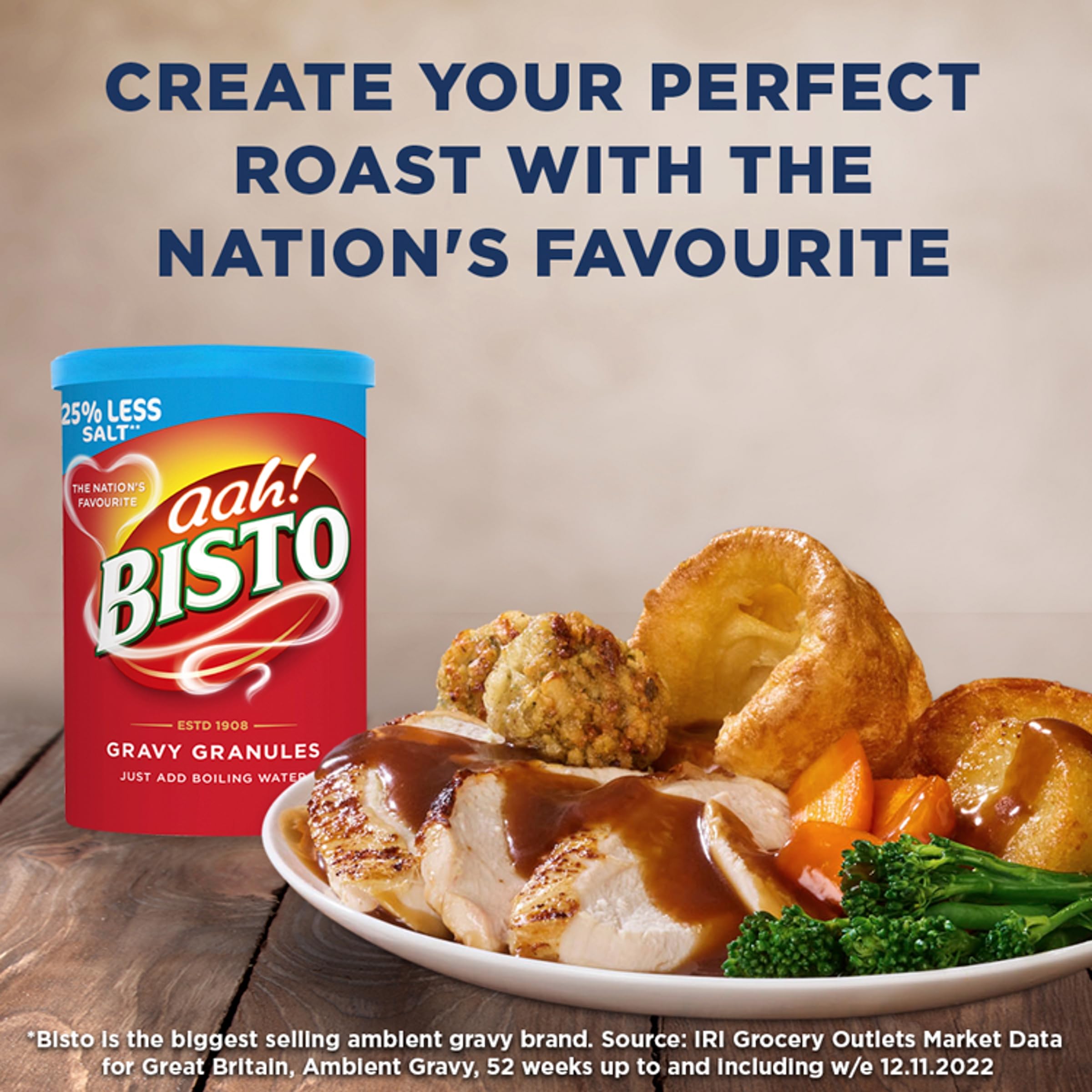 Bisto Reduced Salt Beef Gravy Granules - 190g Drum 3