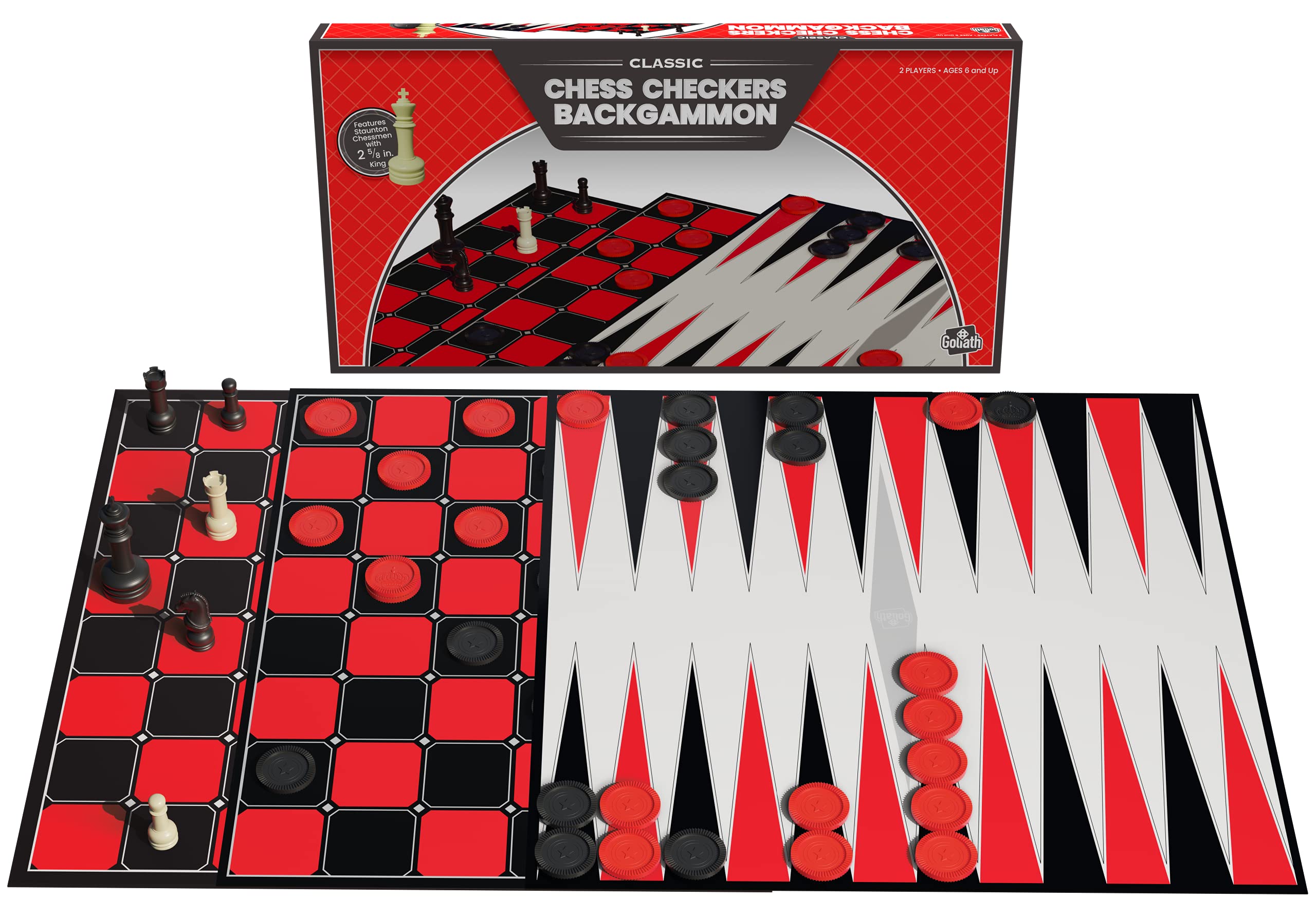 Goliath Classic Edition Chess, Checkers & Backgammon Triple Pack | 2 Players | Ages 96 Months - 1200 Months 2