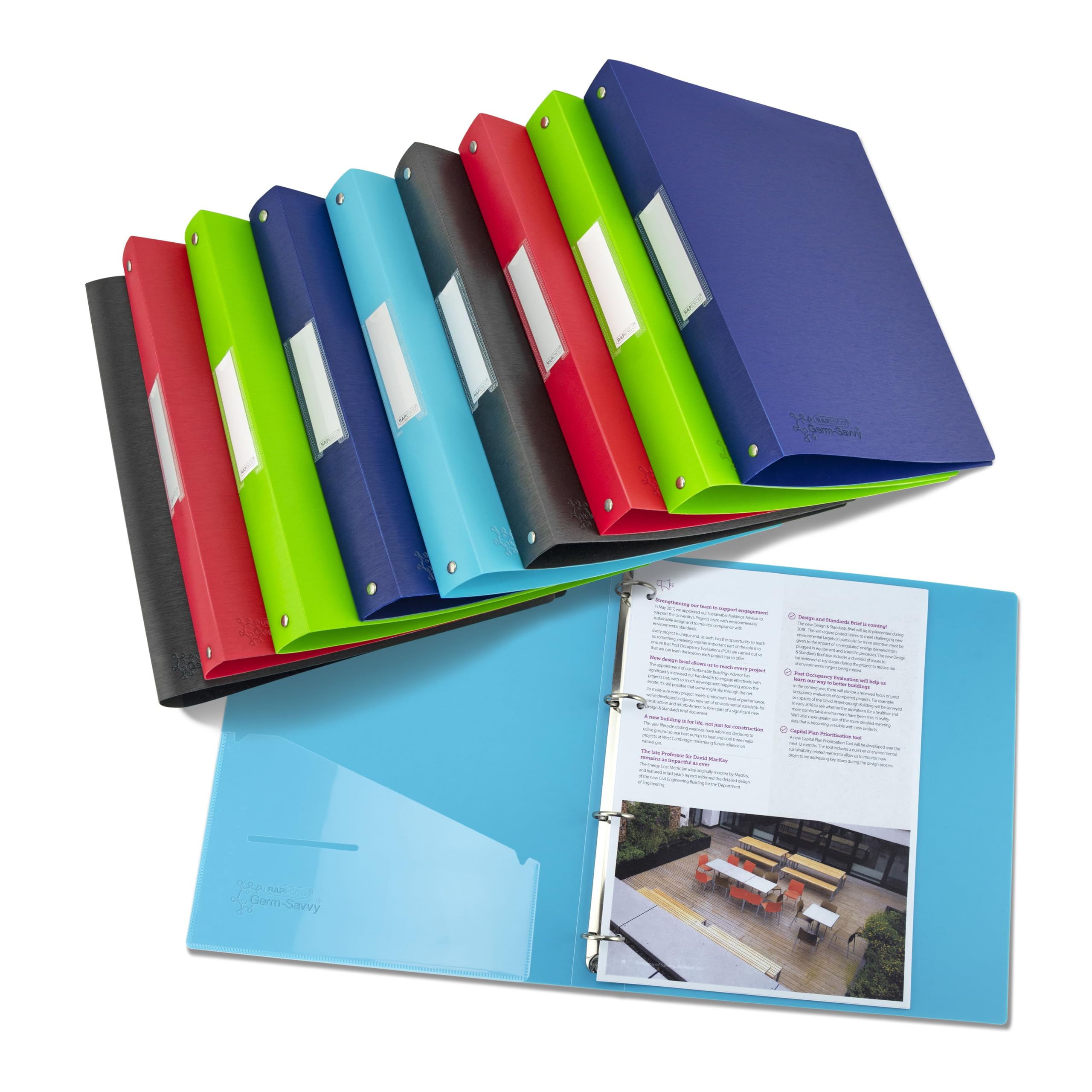 Rapesco 1814 O-Ring Binders, 4-Ring, 35mm Spine, A4, Pack of 10 Assorted Colours