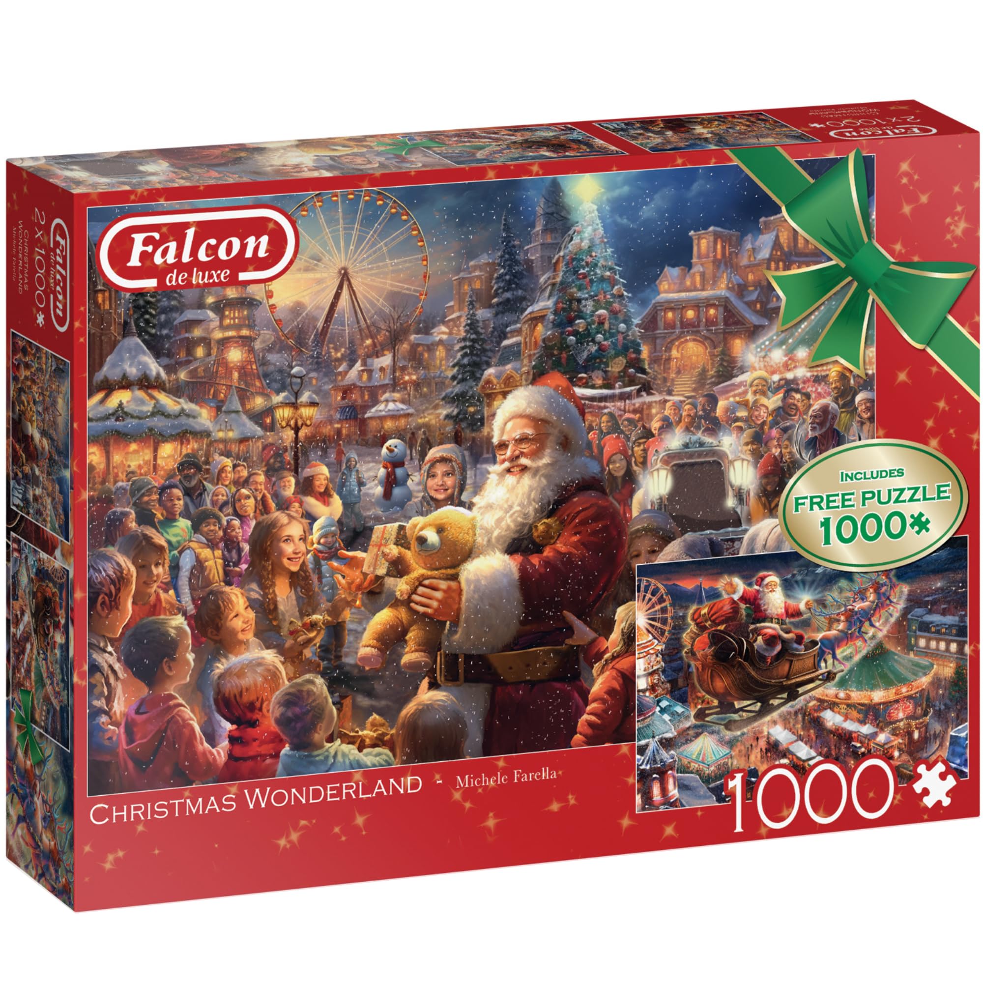 Falcon Christmas Wonderland - 2 x 1000 Piece Jigsaw Puzzle for Adults - Illustrated by Michele Farella 1