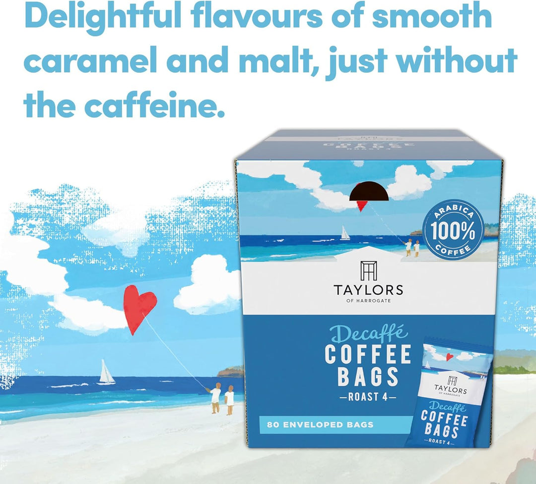 Taylors of Harrogate Decaffe Coffee Bags, 80 Enveloped Bags