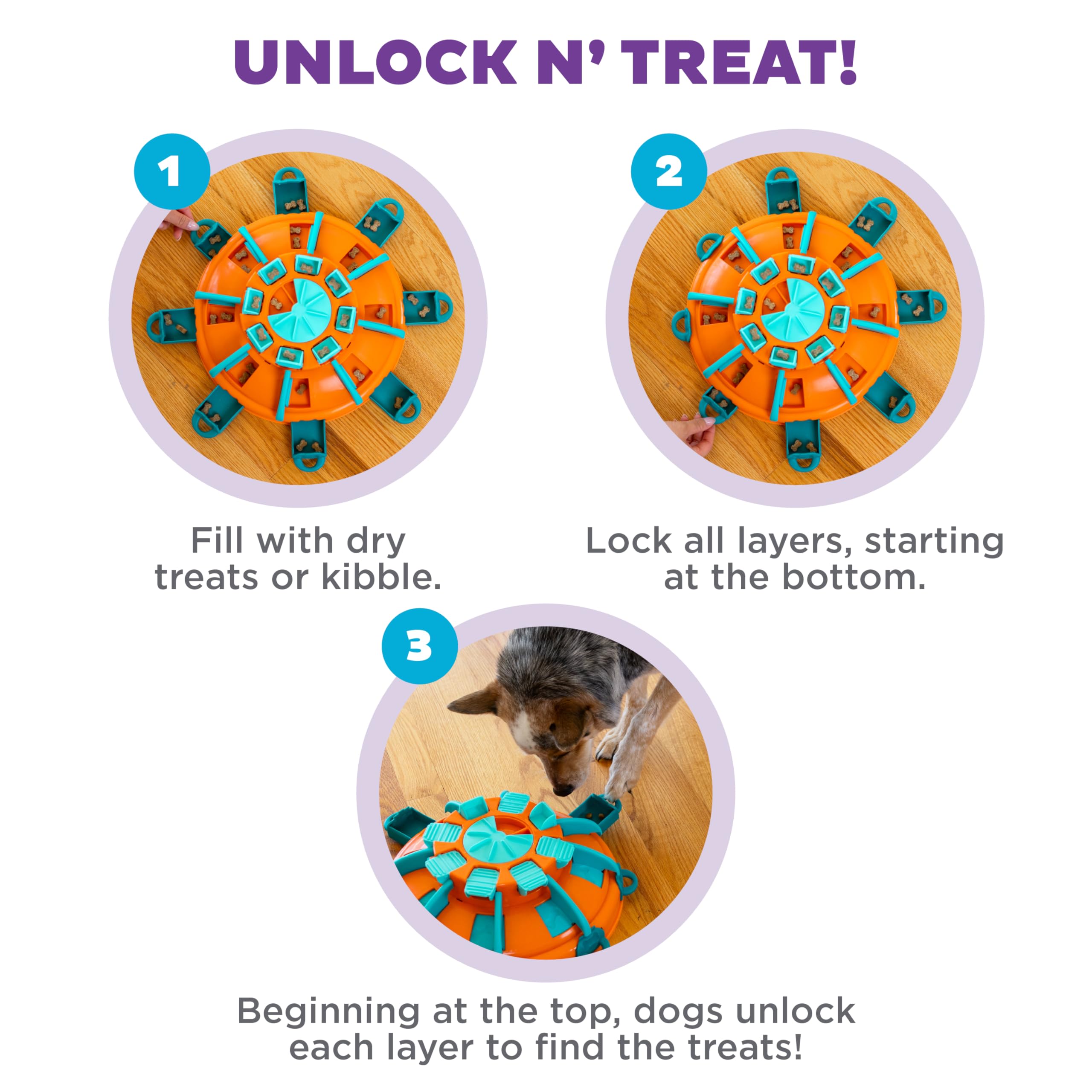 Outward Hound Nina Ottosson Tower of Treats Level 4 Expert Dog Puzzle Toy | Plastic | Orange/Blue 3