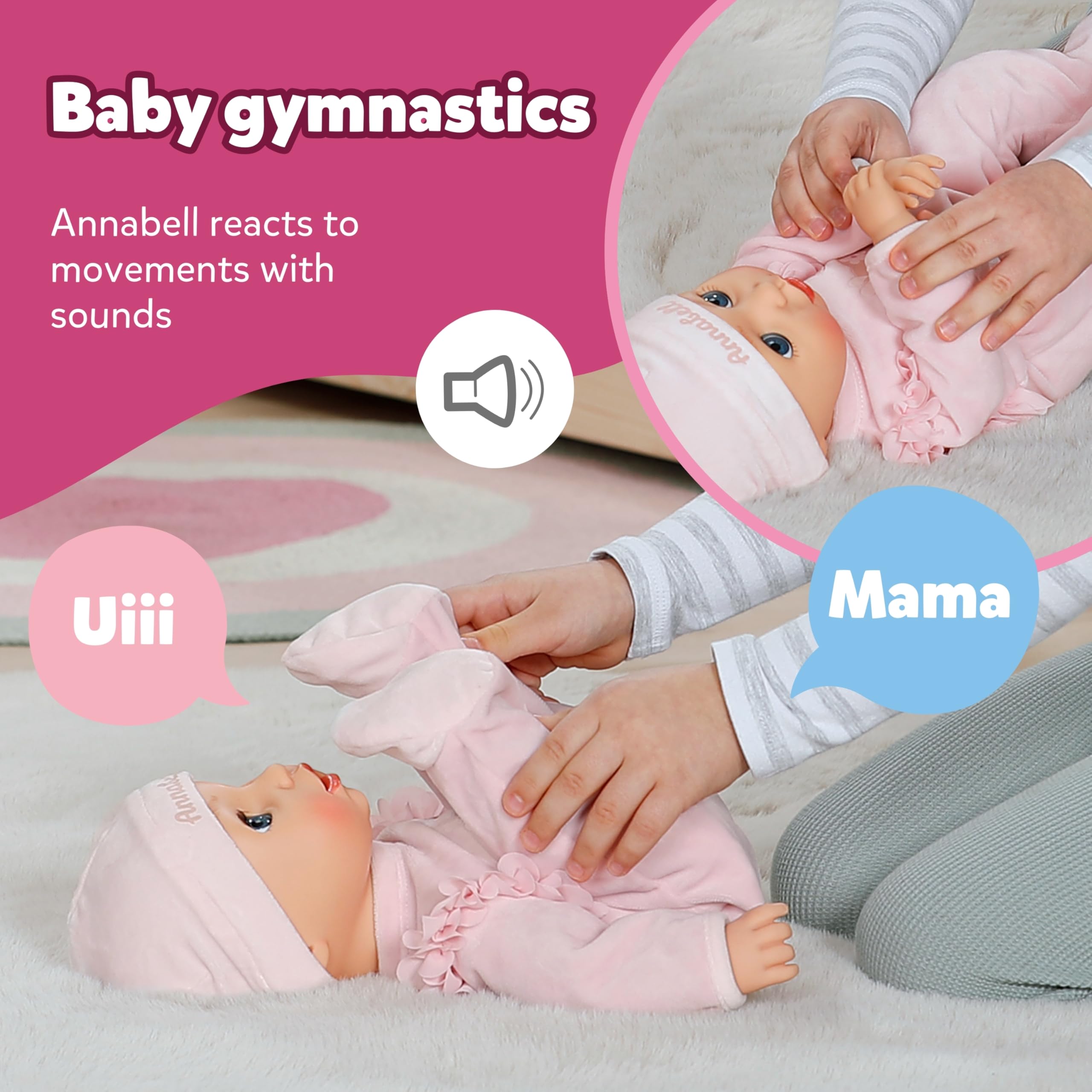 BABY born Annabell Soft Doll - 43cm, Interactive, Rosa | Ages 3+ 3