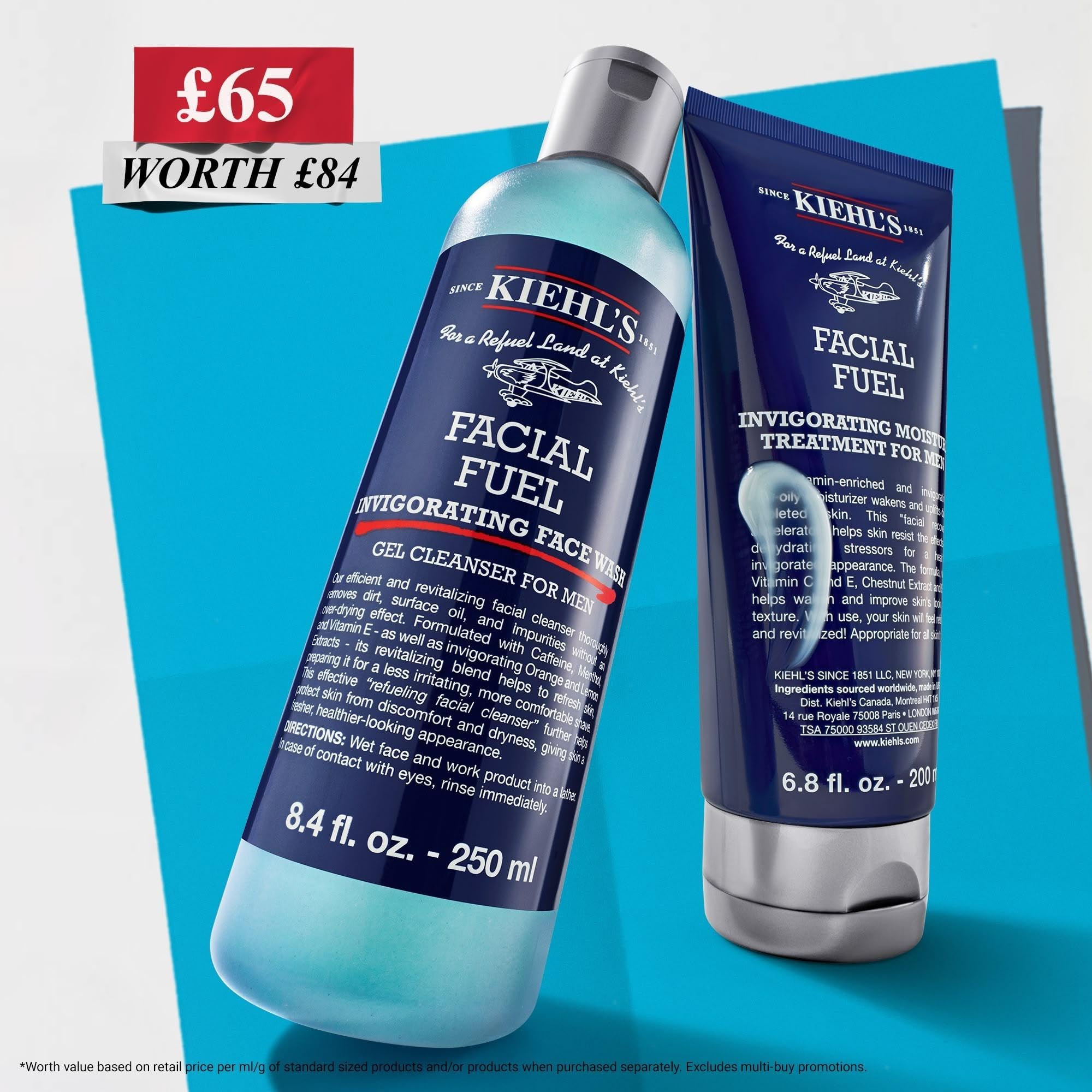 Kiehl's Facial Fuel Gift Set for Men - Energising Face Wash and Moisturiser | 450 ml 2