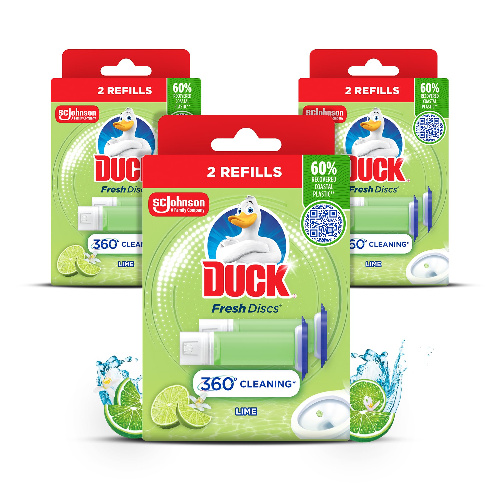 DUCK Fresh Discs Toilet Cleaner Refill - Lime Scent, Prevents Limescale | 3 Pack (72 ml Each) 1