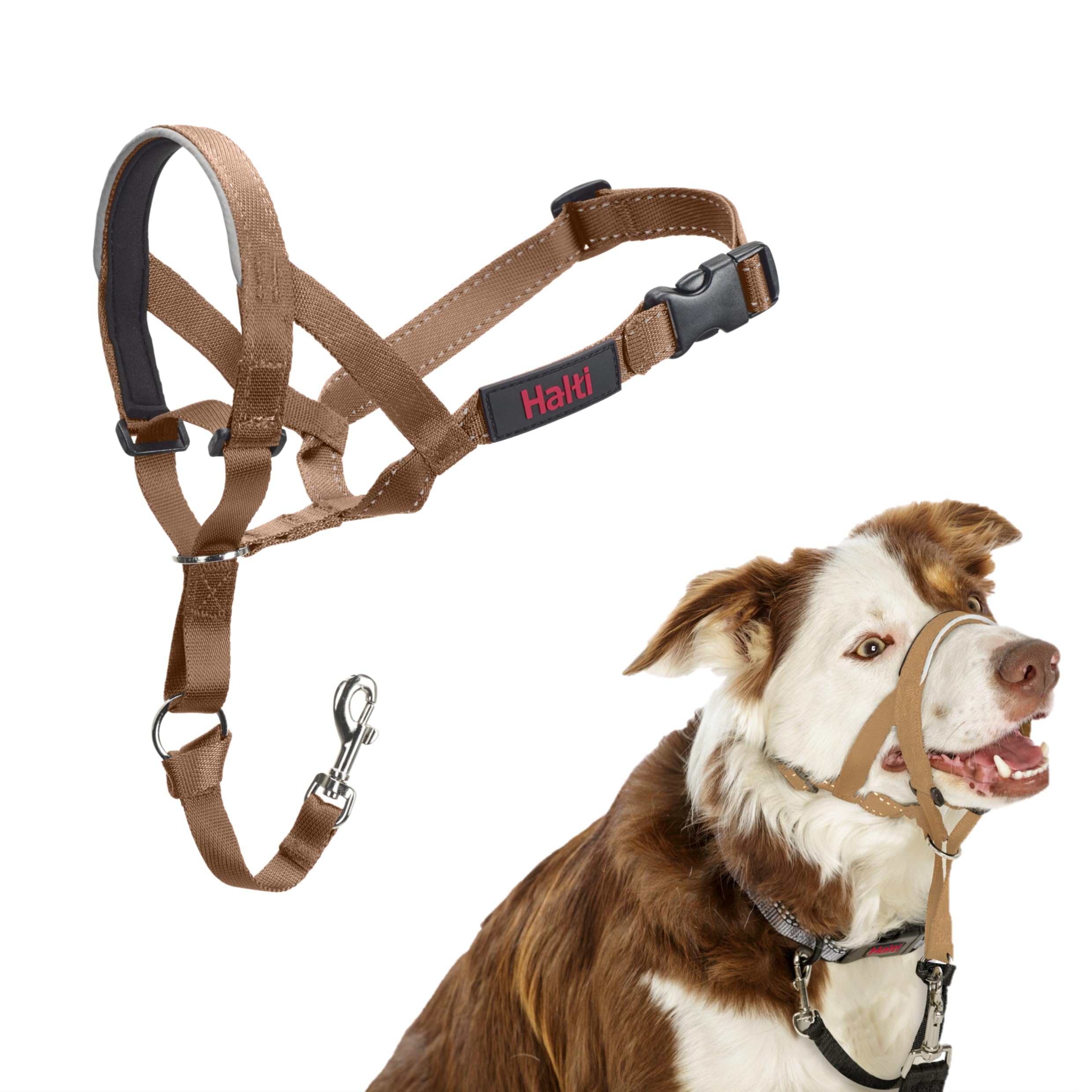 Halti Headcollar - Stop Pulling | Size 2 | Desert Sand | Reflective