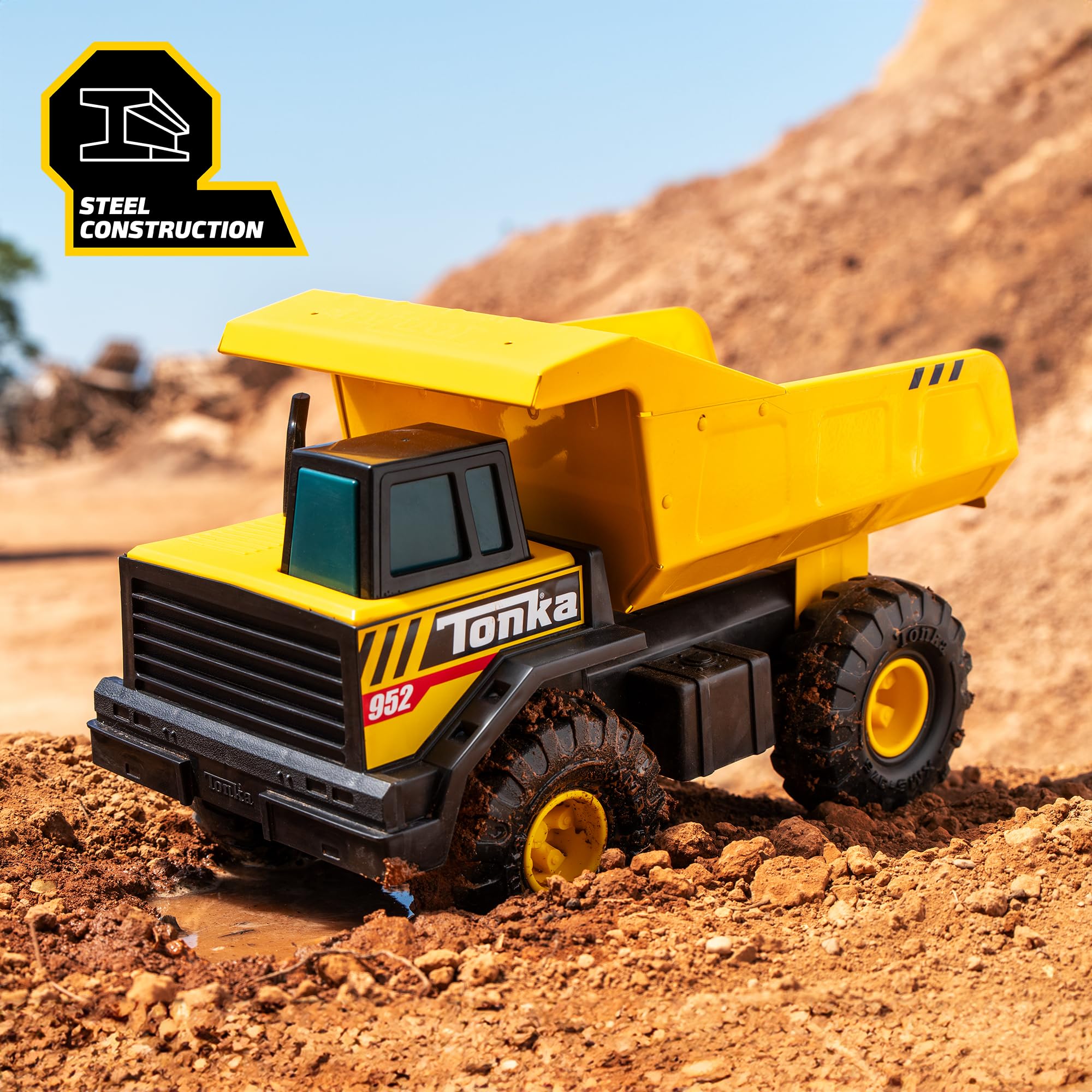Tonka Steel Classics Mighty Dump Truck - Real Steel Construction Toy | Ages 3+ | Yellow 4