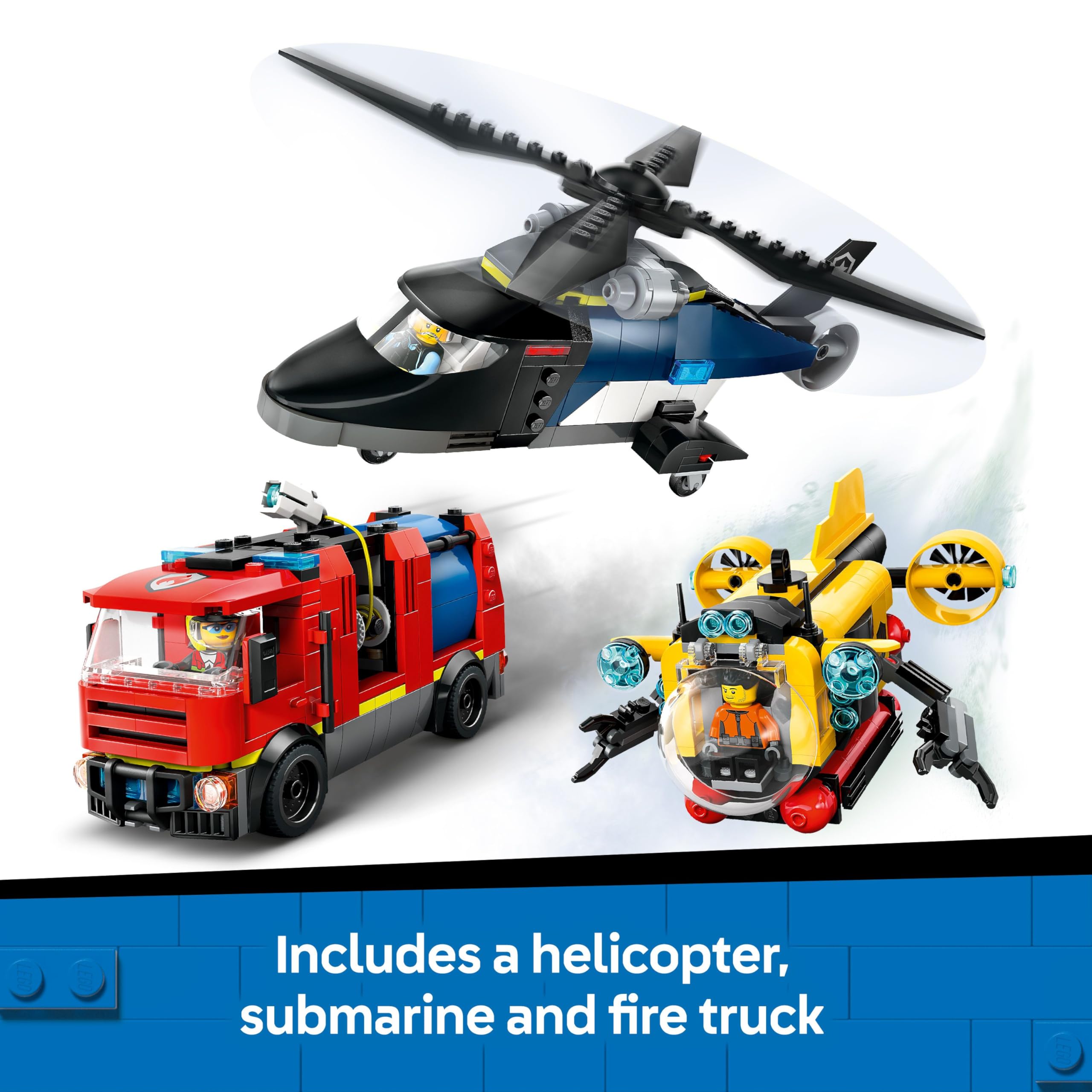 LEGO City 60462 Helicopter, Fire Truck & Submarine Remix Building Set | Ages 7+ 3