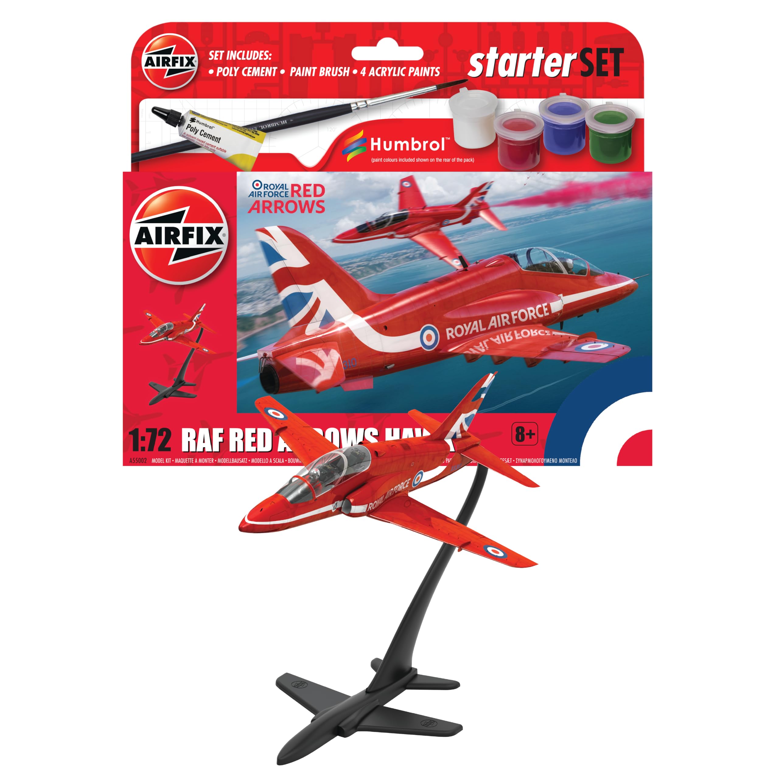 Airfix A55002 Red Arrows Hawk Modellbausatz – Flugzeugbausatz für Anfänger ab 8 Jahren