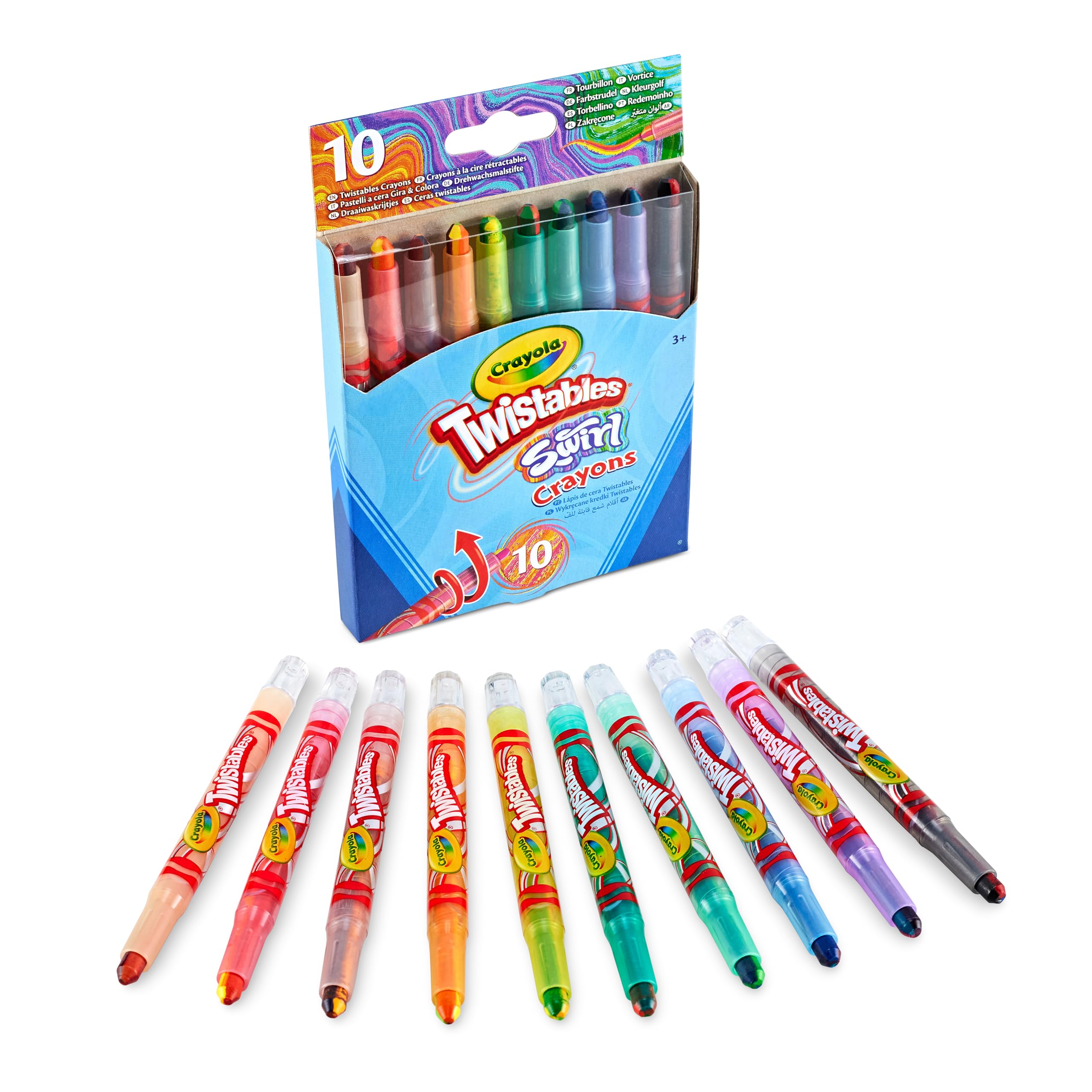 CRAYOLA Swirl Mini Twistable Crayons - Assorted Colours | 4 Colours Per Crayon | Pack of 10 | Ages 3+