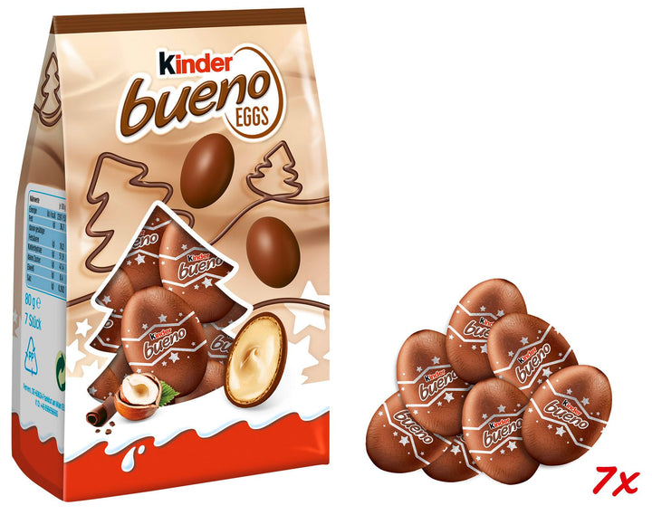 Kinder Bueno Mini Chocolate Christmas Eggs, Colourful Treat Bag for Sharing