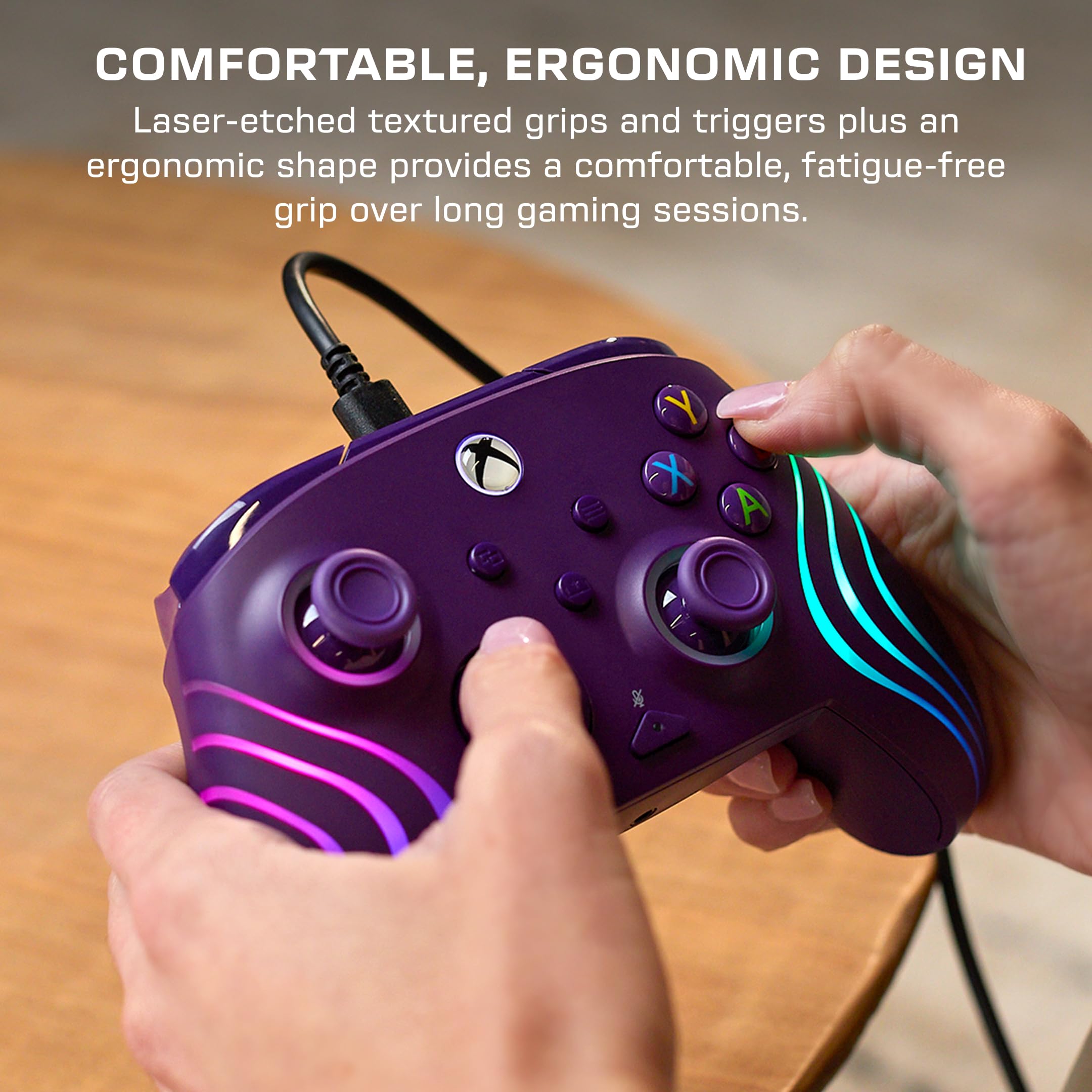 Turtle Beach Afterglow Wave Wired RGB Gaming Controller - Purple | Officially Licensed for Xbox & PC 4