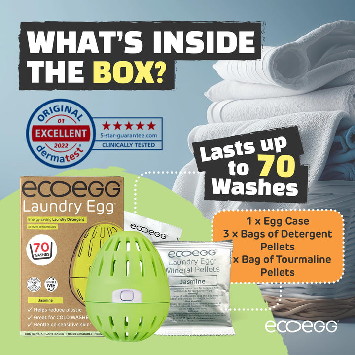 Ecoegg - Laundry Egg Detergent & Fabric Conditioner Replacement (70 Washes, Jasmine)