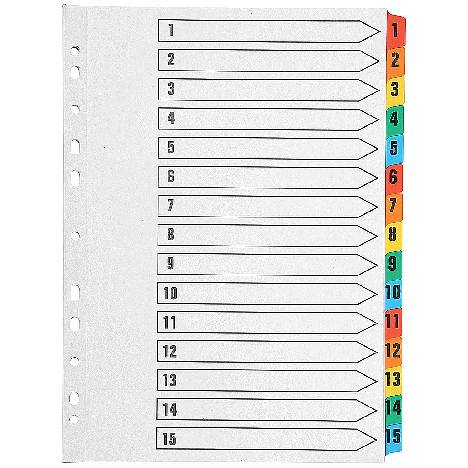 Q-Connect A4 Multi-Punched Index Dividers - 15 Part Numbered Tabs | Mylar Reinforced 1