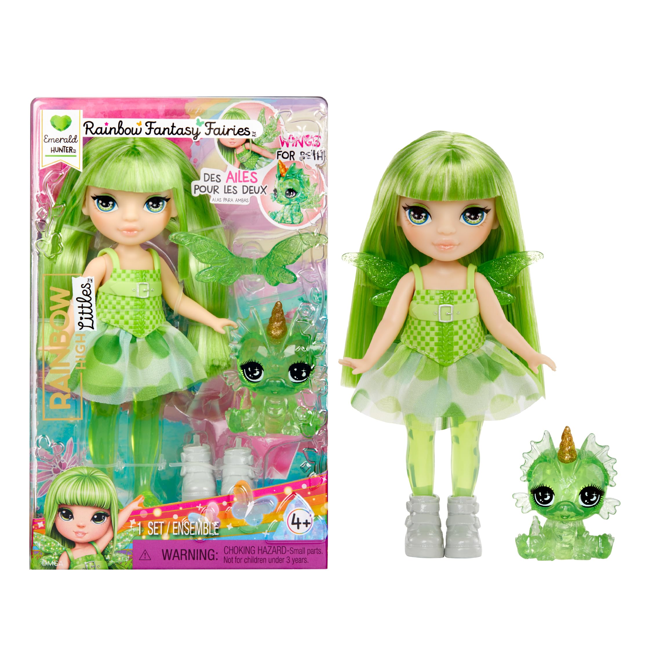 Rainbow High Littles Fairy Doll Emerald - 14cm Posable Figure with Interchangeable Wings 1