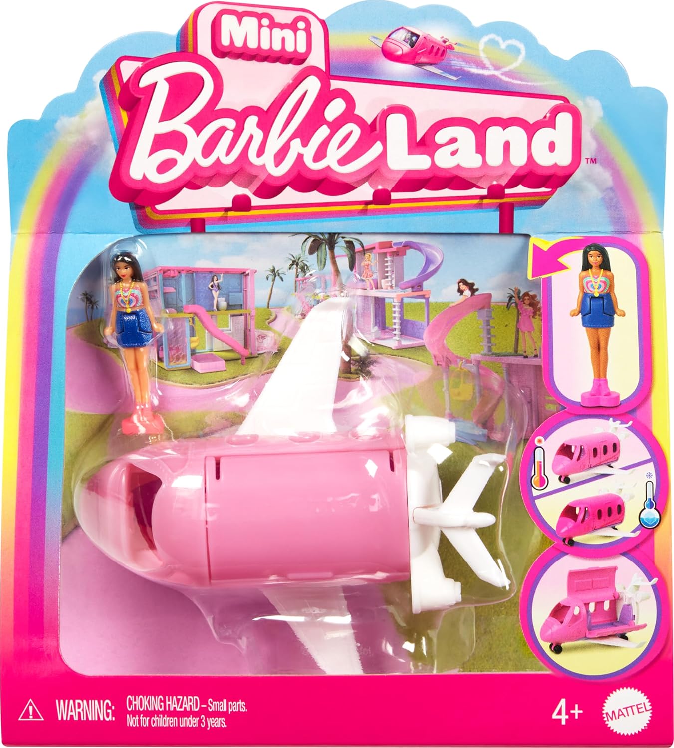 Mini BarbieLand Dreamplane Playset - 1.5-inch Color-Change Doll & Vehicle for Ages 4+ 1
