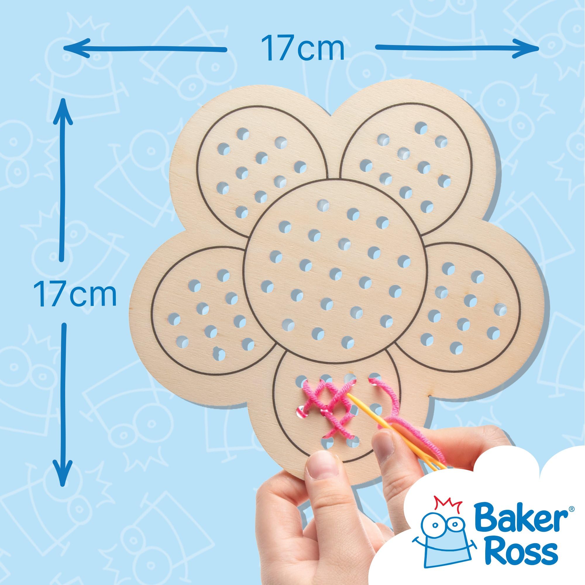 Baker Ross Flower Wooden Threading Kits - Pack of 4 | Kids Crafts | Ages 3+ 3